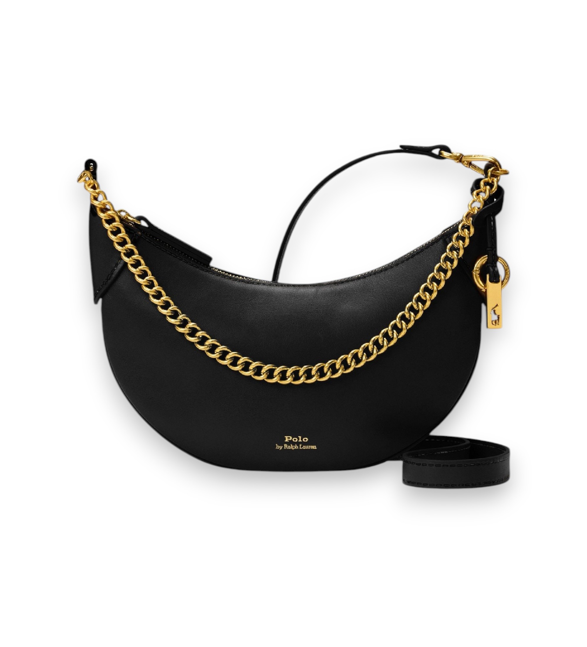 Polo Ralph Lauren für Damen. 428977210001 Polo ID Mini-Ledertasche mit Kette schwarz (OSFA), Lässig