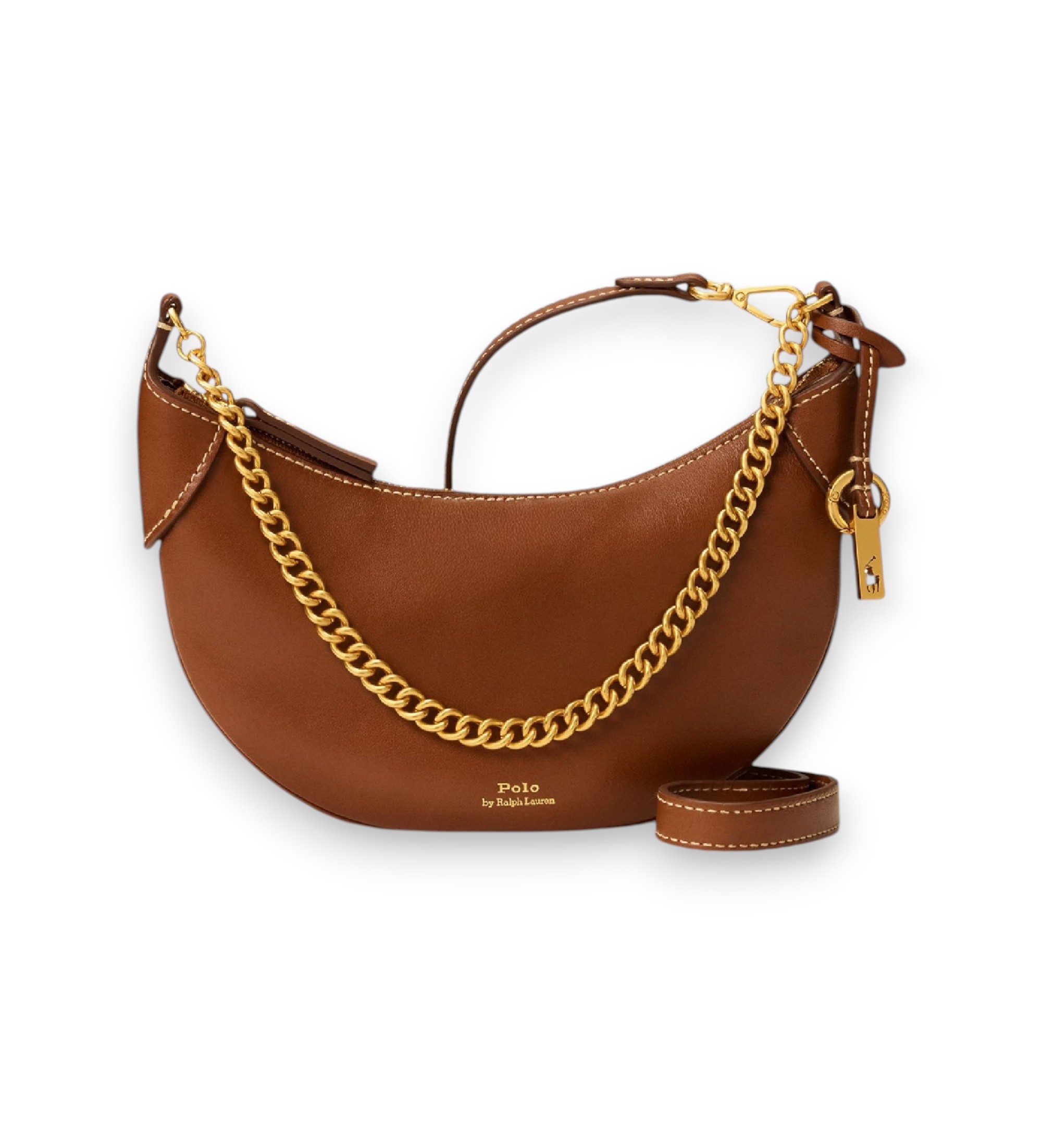 Polo Ralph Lauren für Damen. 428977210002 Polo ID Mini-Tasche aus Leder mit brauner Kette (OSFA), Lässig