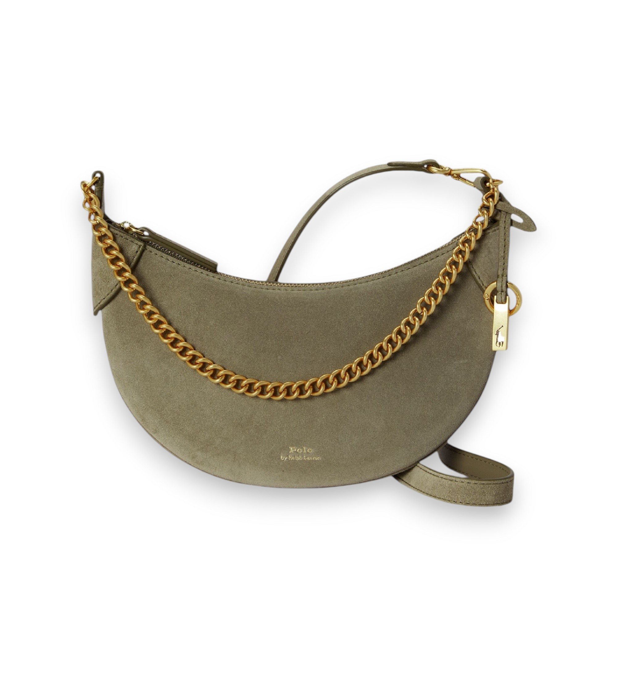 Polo Ralph Lauren für Damen. 428P08907003 Mini-Tasche Polo ID aus Wildleder in Olivgrün (OSFA), Lässig