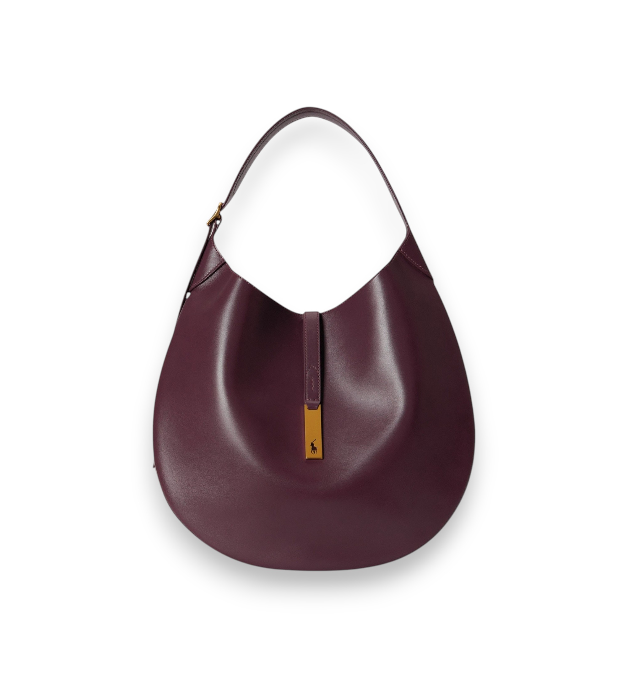 Polo Ralph Lauren für Damen. 428867518017 Große Polo ID Schultertasche aus weinrotem Leder (OSFA), Lässig, Kastanienbraun