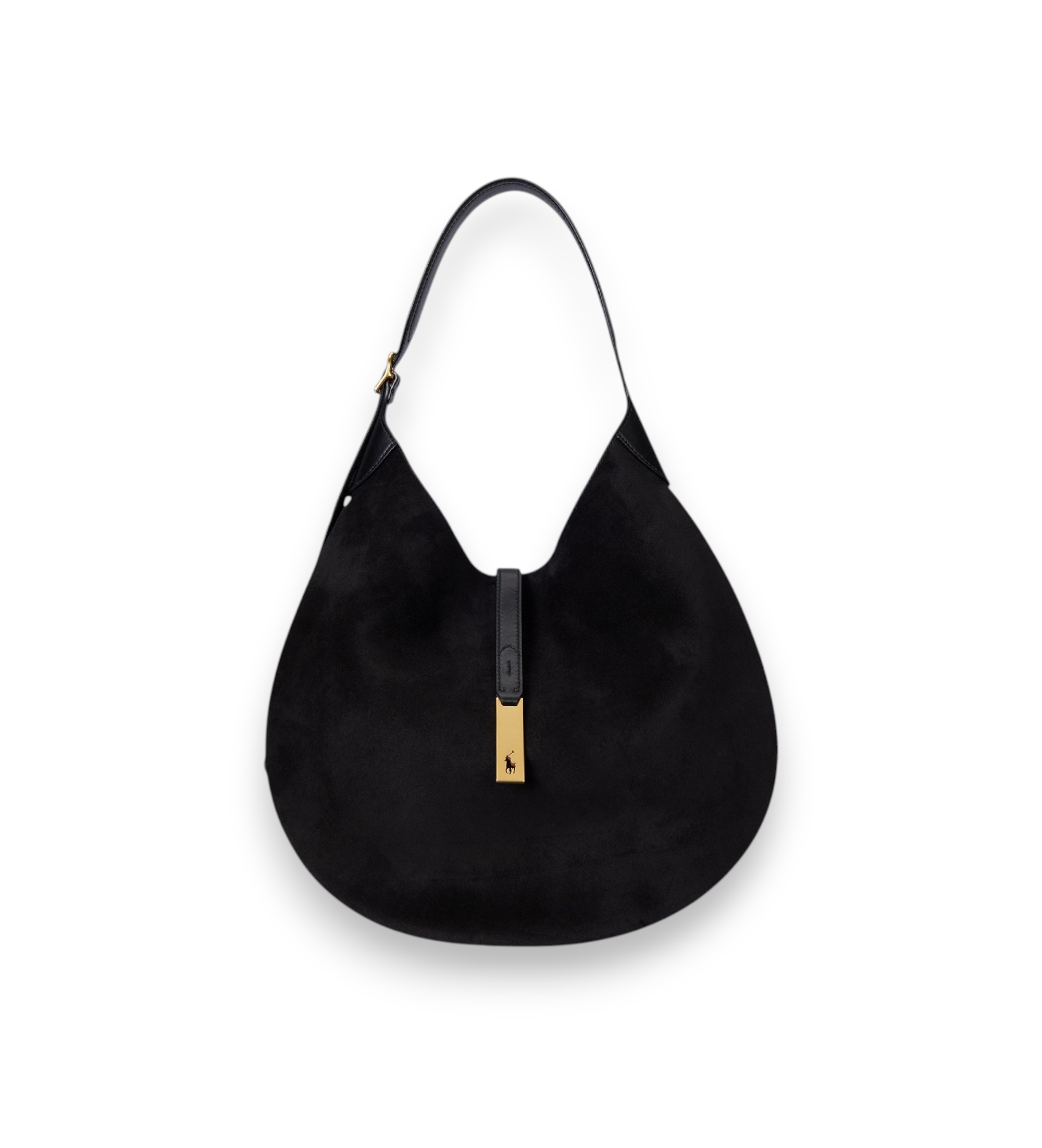 Polo Ralph Lauren für Damen. 428929804003 Große Polo ID Umhängetasche aus schwarzem Wildleder (OSFA), Lässig