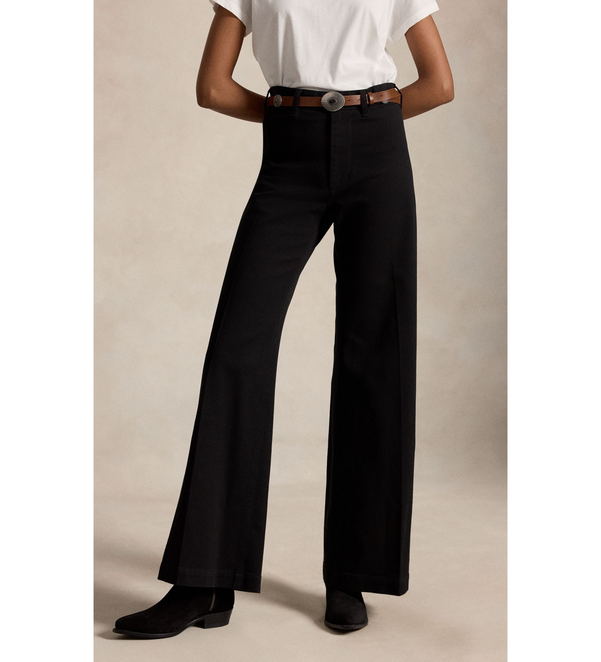 Polo Ralph Lauren für Damen. 211B25105001 Beaton-Hose aus Baumwolle und schwarzem Elastan (36), Lässig