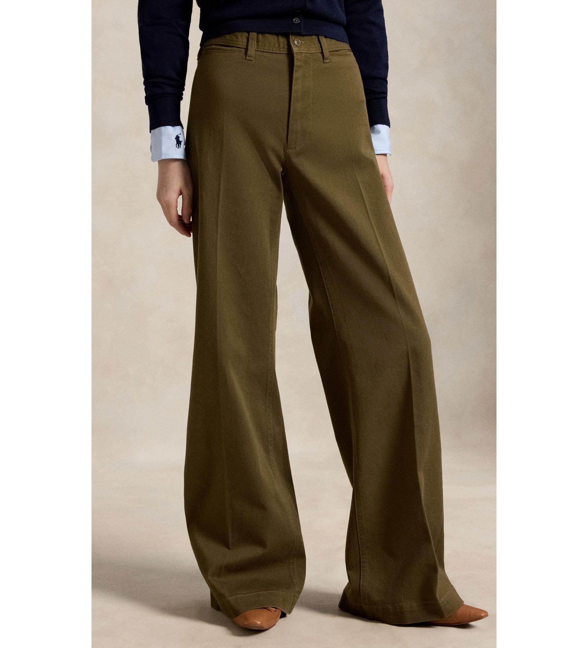 Polo Ralph Lauren für Damen. 211B25105005 Beaton-Hose aus Baumwolle und grünem Elastan (38), Lässig