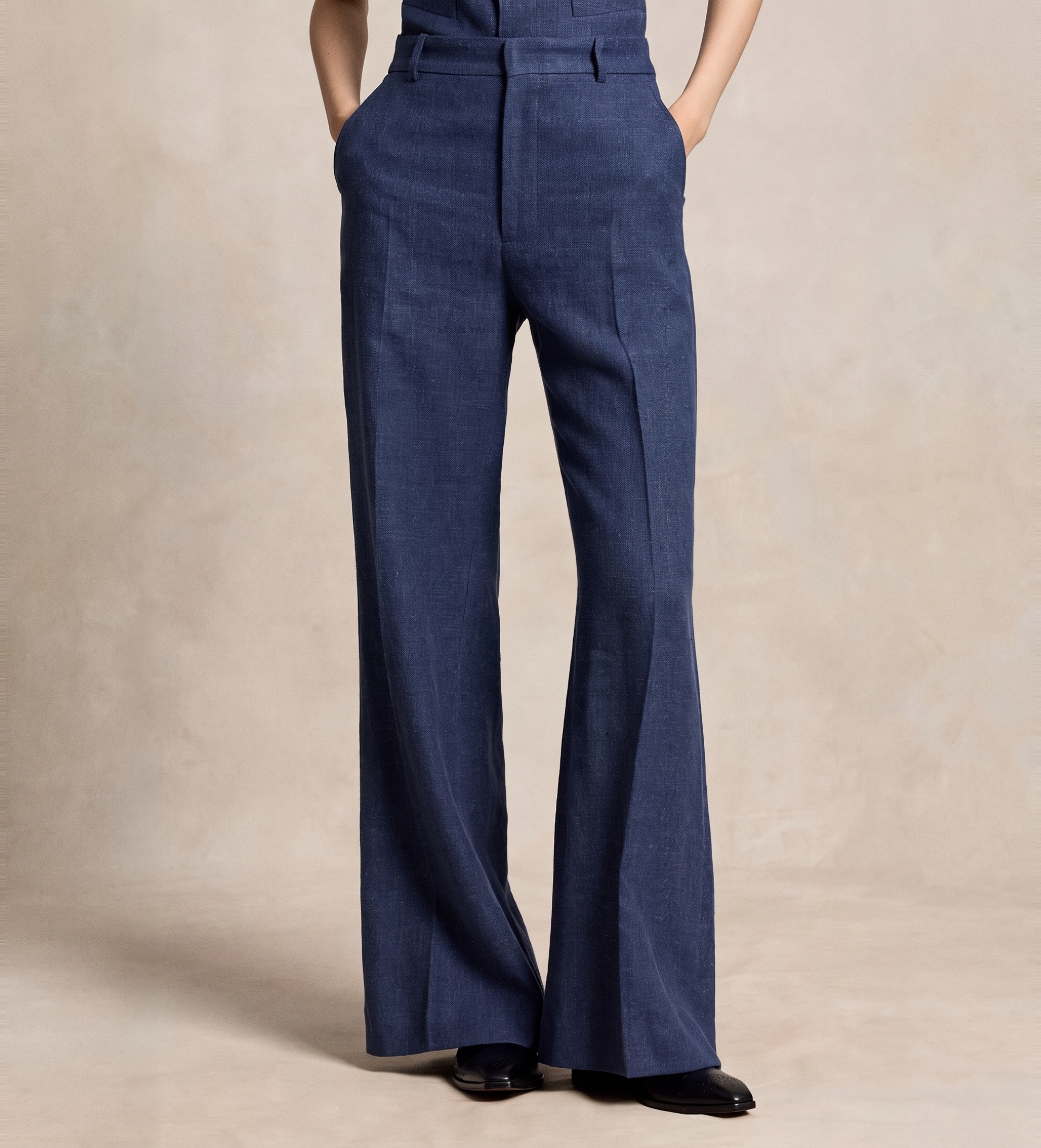 Polo Ralph Lauren für Damen. 211B17586001 Beaton Hose aus Leinen und Baumwolle in Blau (36), Lässig, Klassisch, Marine