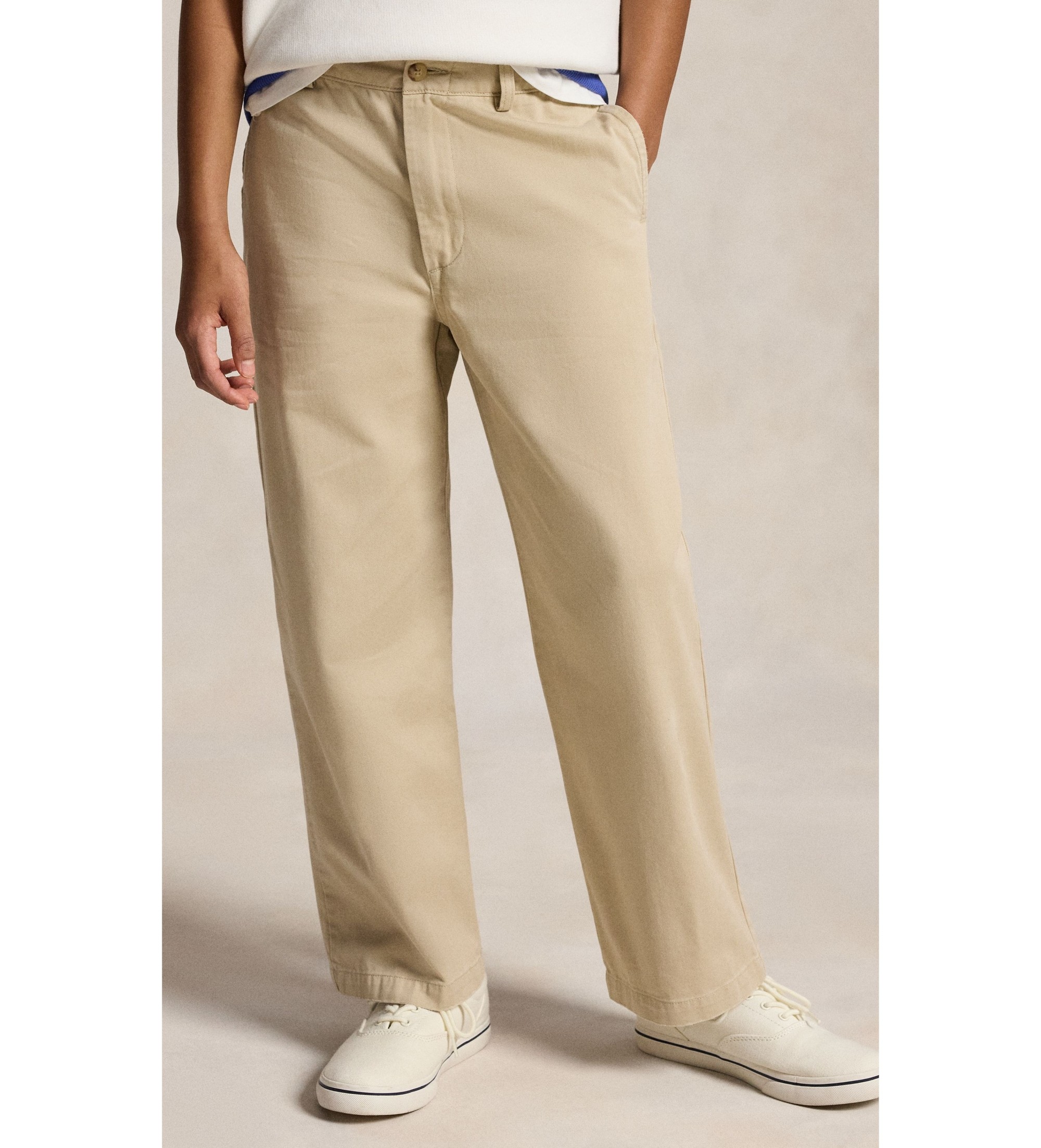 Polo Ralph Lauren für Jungen. 323A12611001 Beigefarbene Chino-Hose im Big-Fit-Schnitt (10/12años= 156/161cm), Lässig, Baumwolle, Kinderbekle