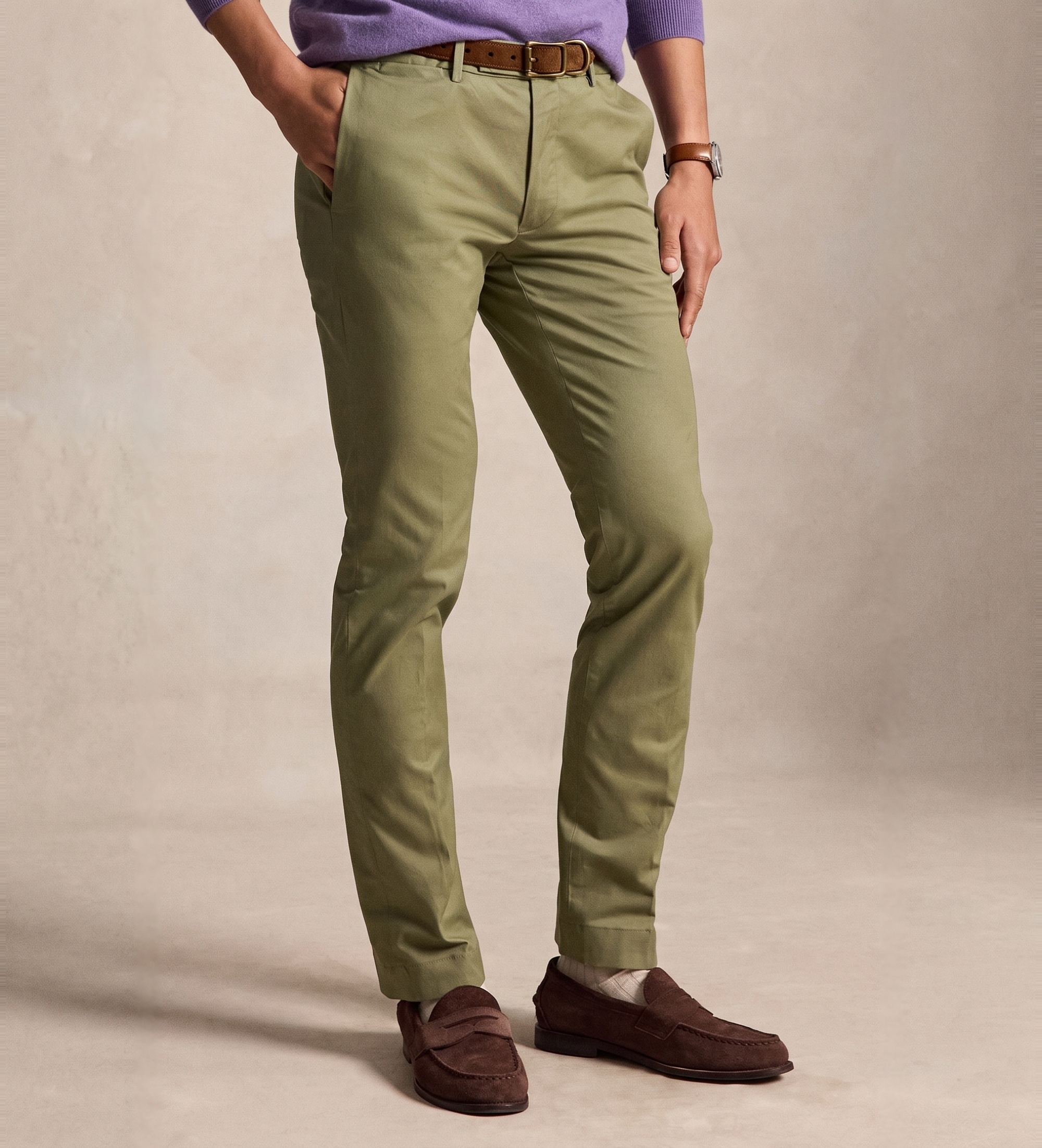 Polo Ralph Lauren für Herren. 710B22623001 Grüne Greenwich Slim Fit Chinohose (36/32), Lässig, Baumwolle, Klassisch
