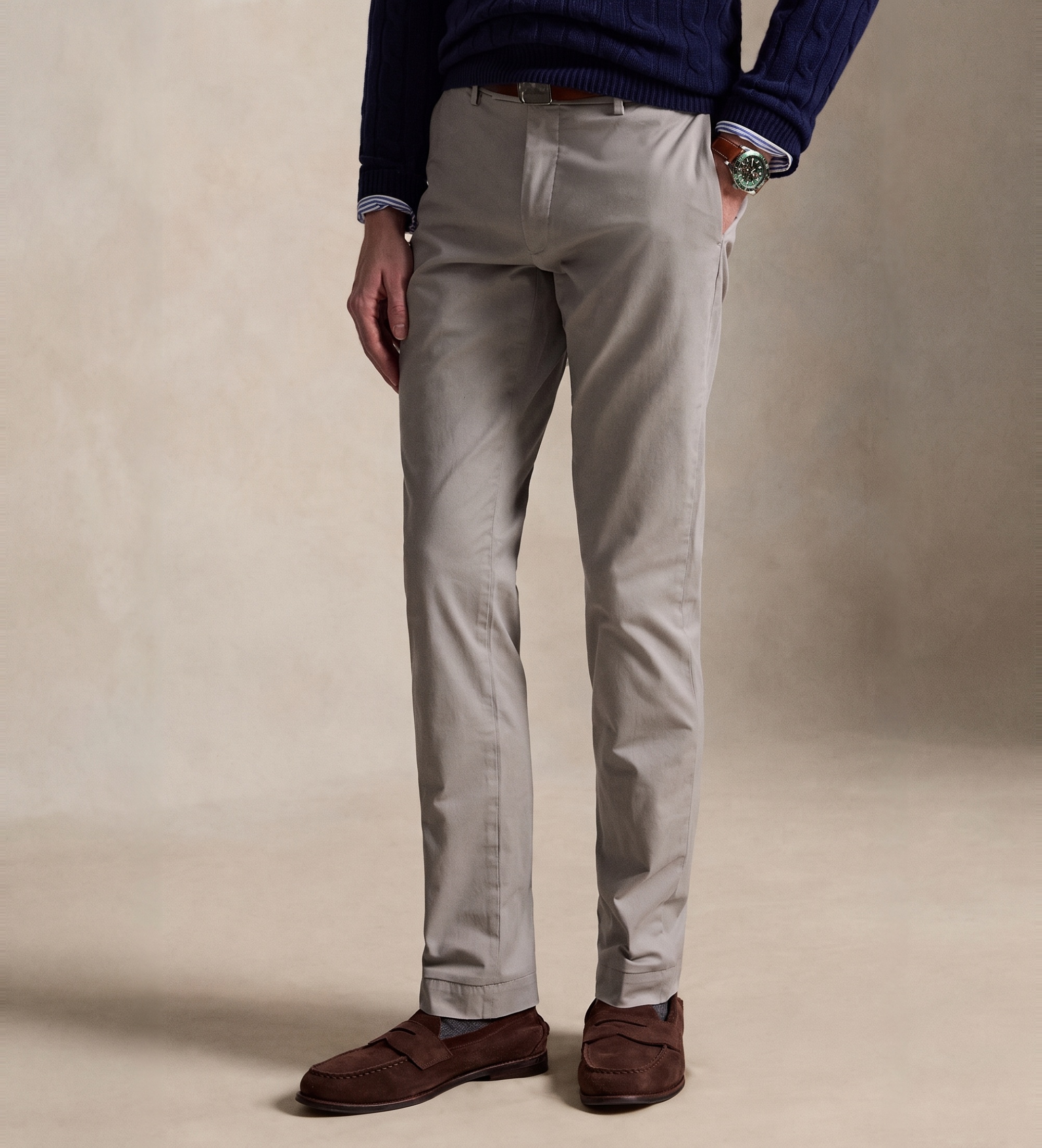 Polo Ralph Lauren für Herren. 710B22623004 Chinohose Greenwich Slim Fit grau, beige (33/34), Lässig, Baumwolle, Klassisch