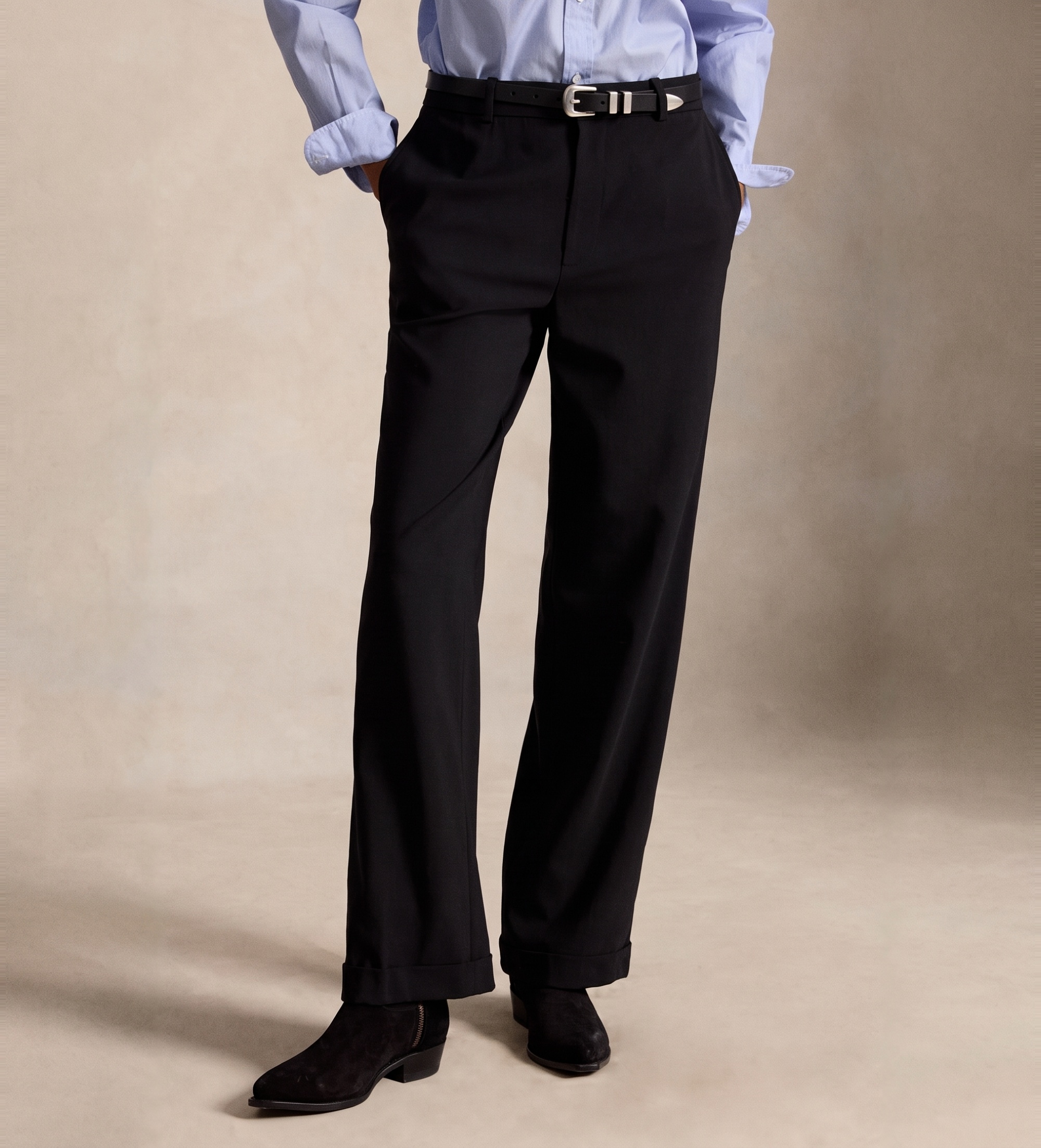 Polo Ralph Laurenvoor vrouwen. 211B14813001 Zwarte relaxed straight wollen broek (38), Casual, Klassiek
