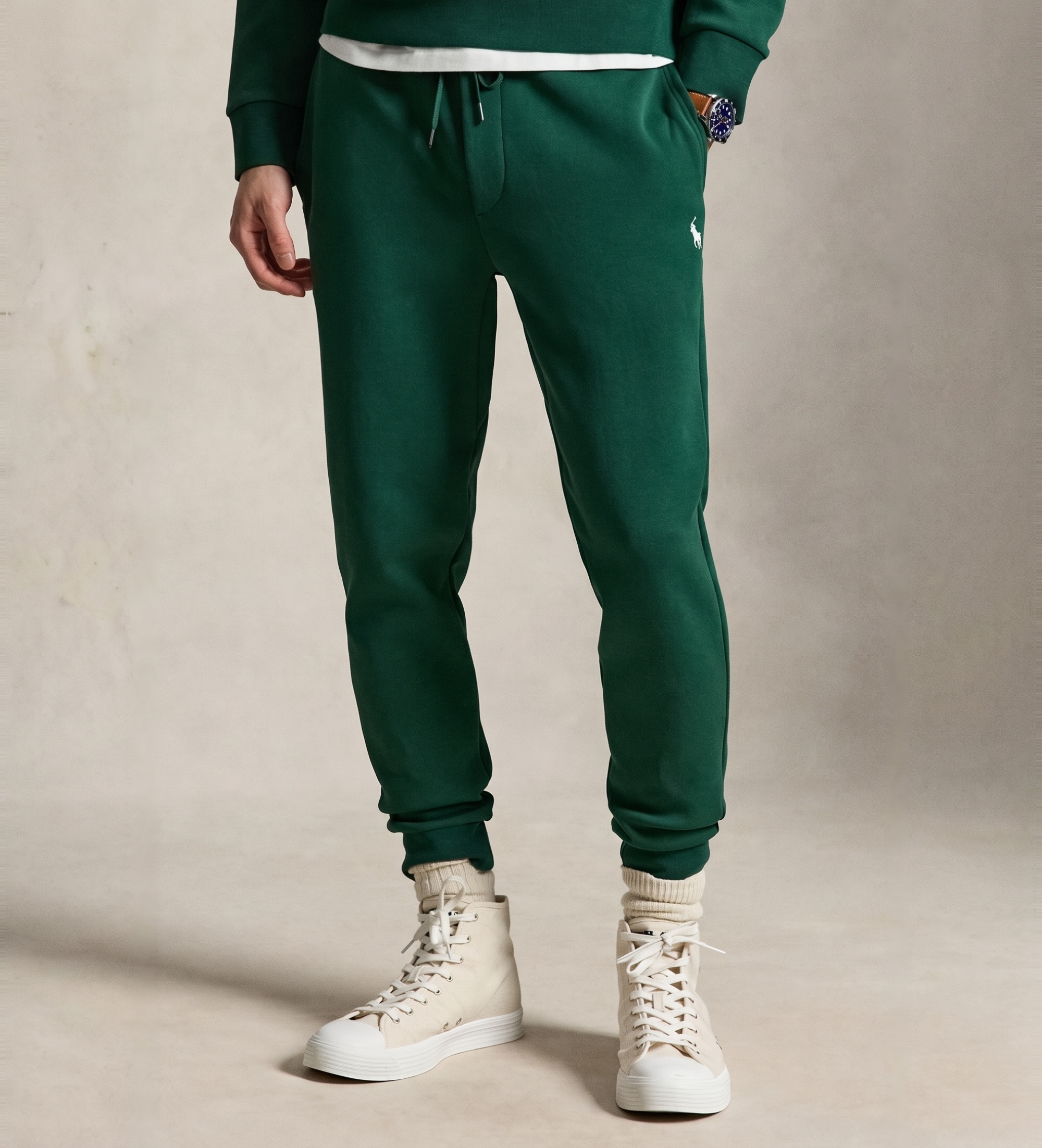 Polo Ralph Lauren für Herren. 710881518506 Grüne Jogginghose aus Doppelstrick (M), Lässig, Baumwolle