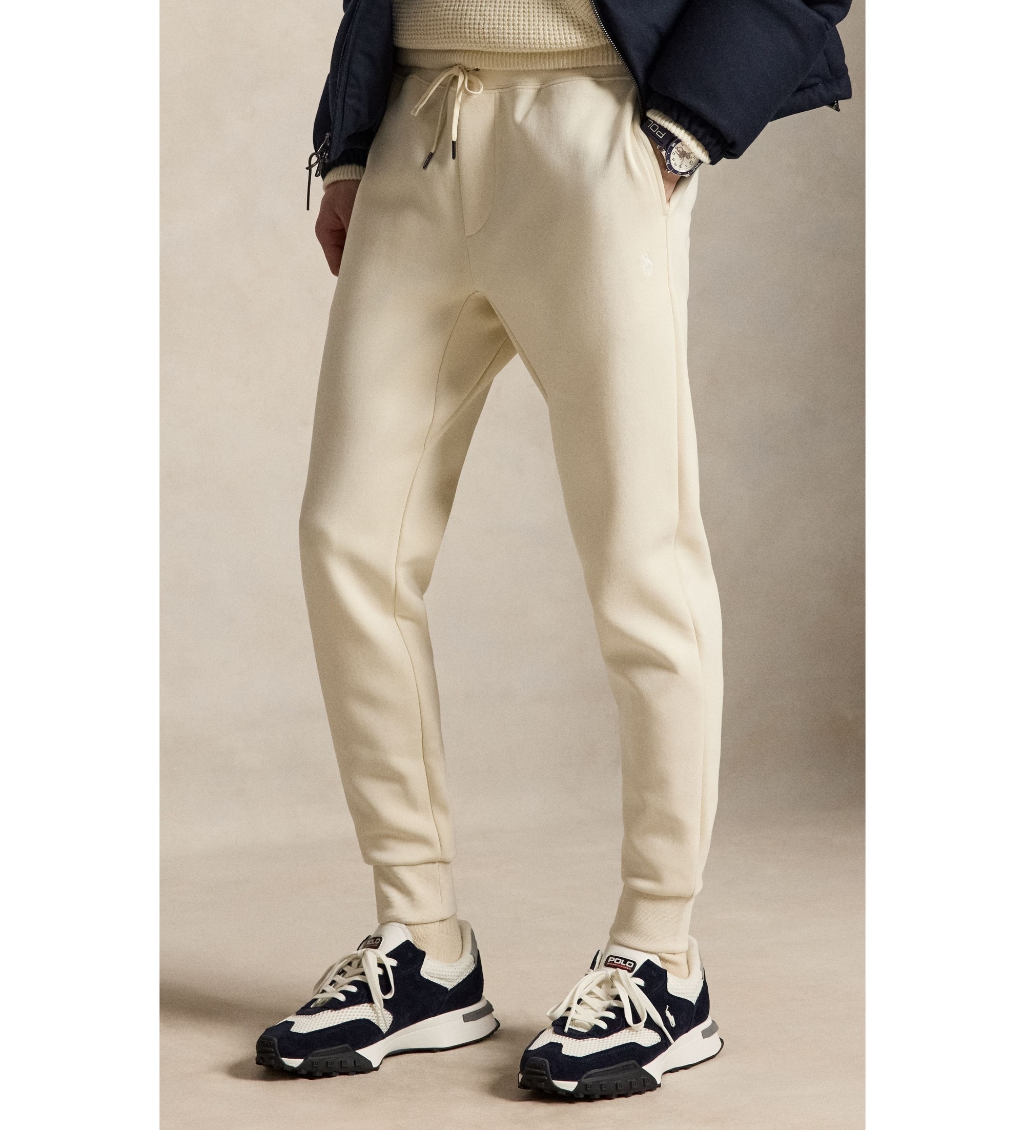Polo Ralph Lauren für Herren. 710881518509 Cremeweiße Jogginghose aus Doppelstrick (L), Lässig, Baumwolle