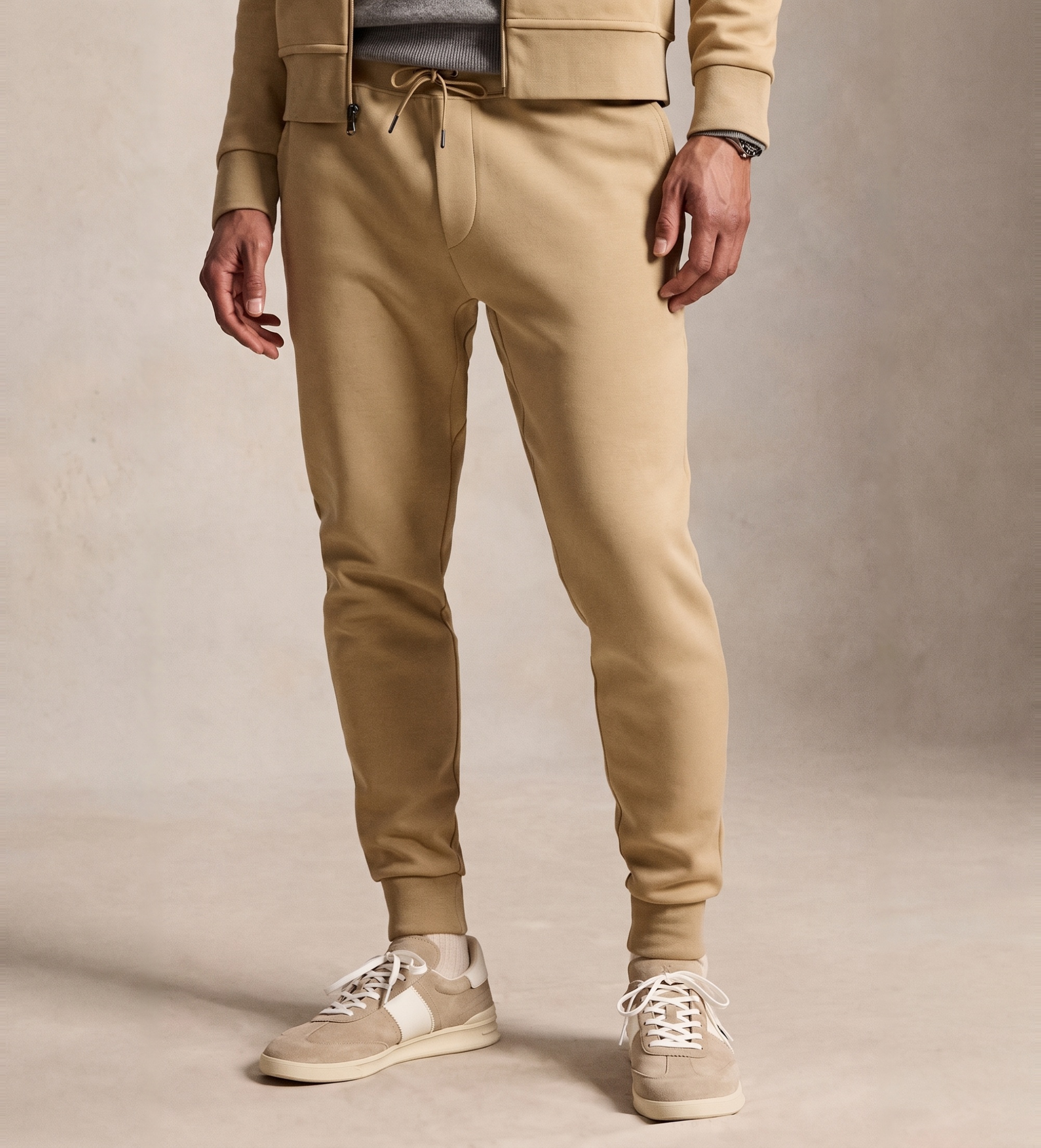 Polo Ralph Lauren für Herren. 710881518513 Beige Jogginghose aus Doppelstrick (M), Lässig, Baumwolle