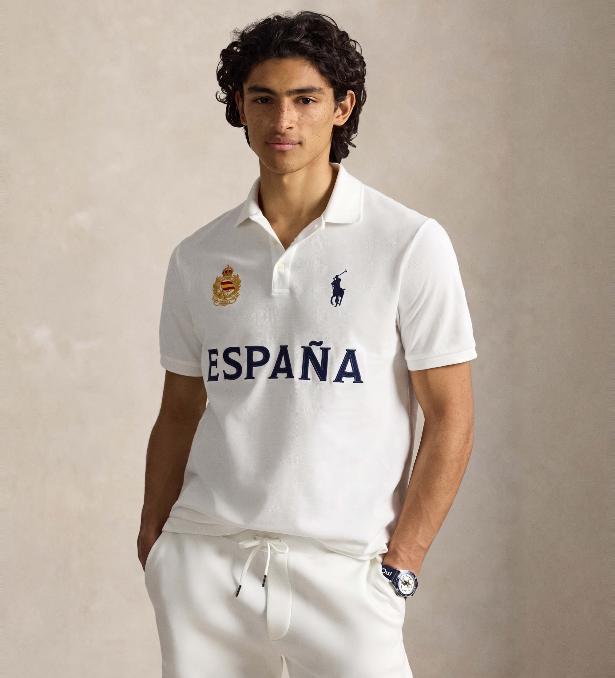 Polo Ralph Lauren für Herren. 710B20854001 Polo de España Classic Fit weiß (L), Lässig, Baumwolle, Kurzarm