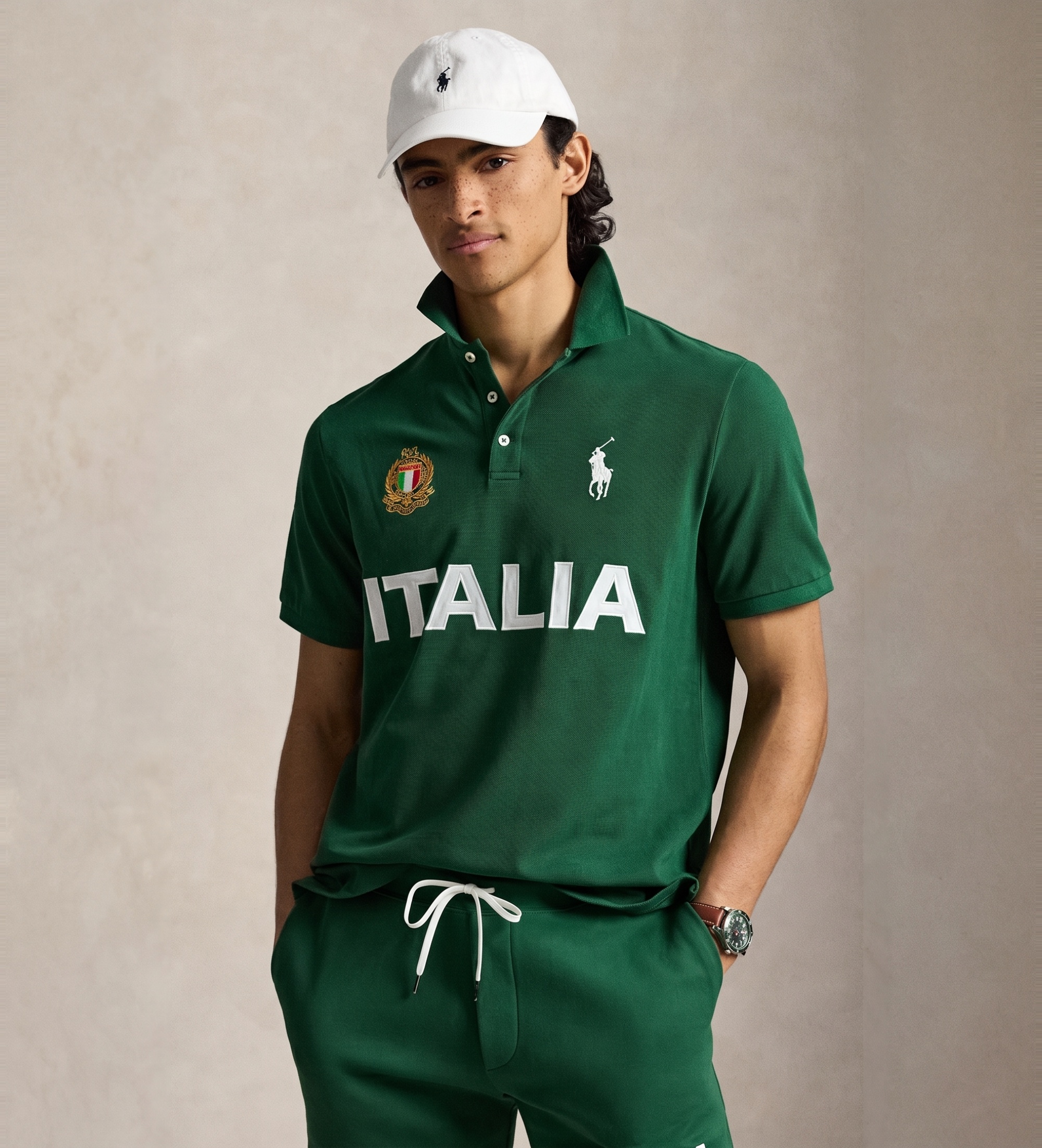 Polo Ralph Lauren für Herren. 710B20853001 Polo von Italia Classic Fit grün (S), Lässig, Baumwolle, Kurzarm