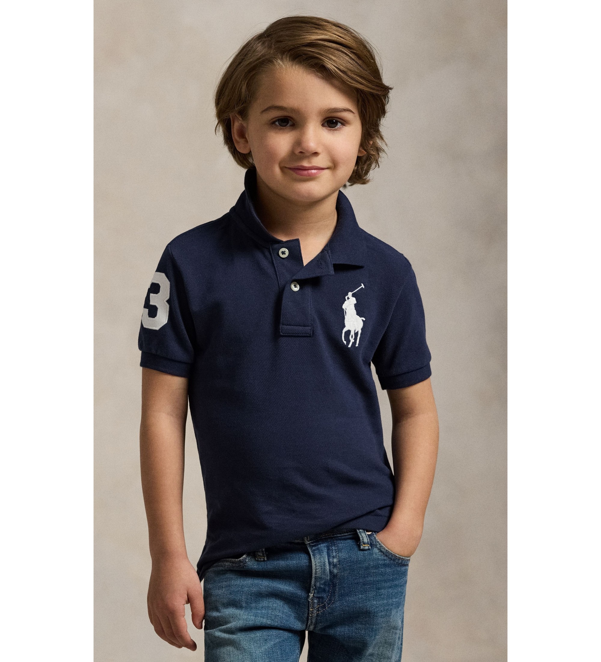 Polo Ralph Lauren für Jungen. 322670257014 Polopiqué aus Baumwolle mit marineblauem Big Pony (2años= 94/100cm), Lässig, Kurzarm, Kinderbekle