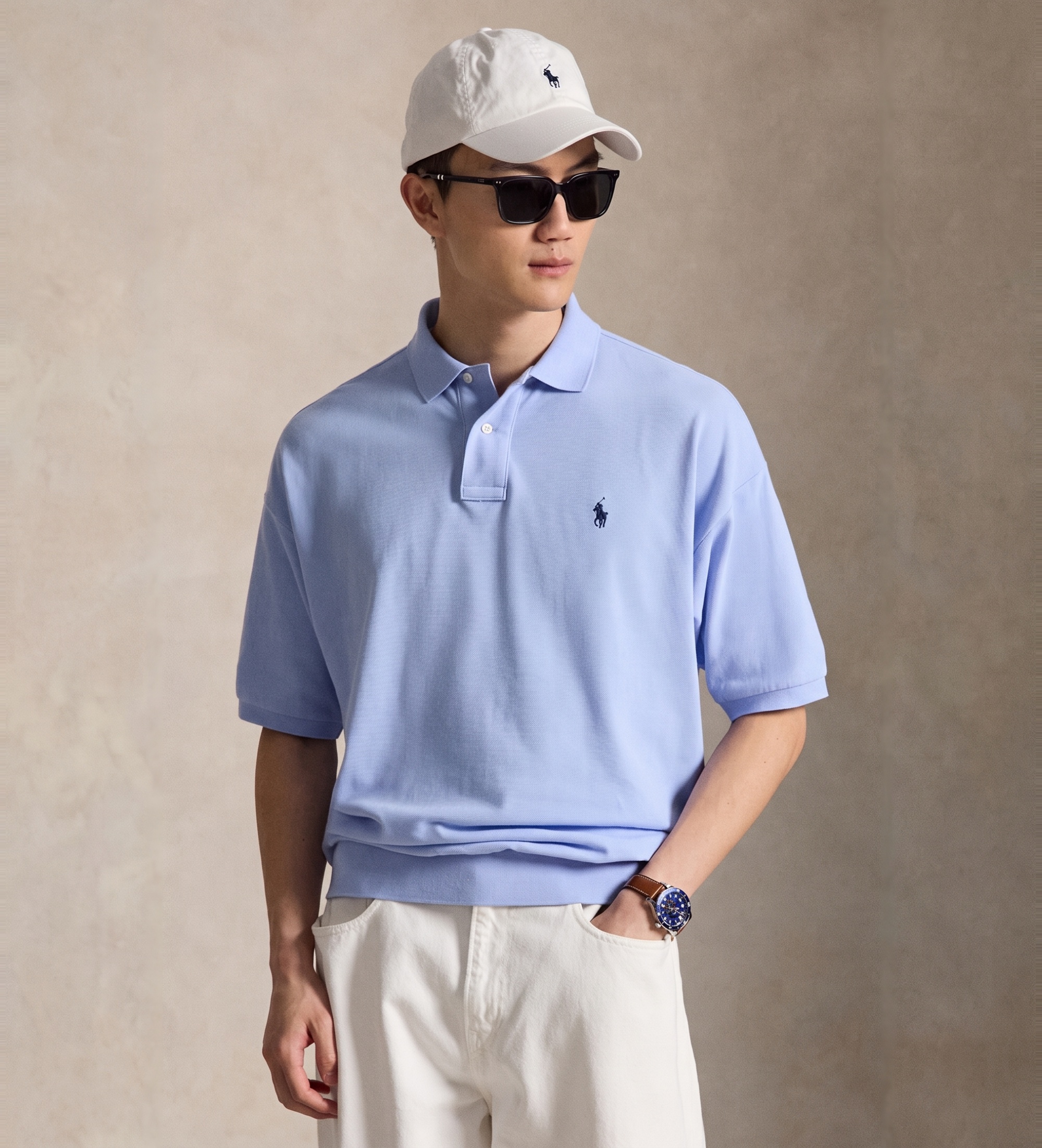 Polo Ralph Lauren für Herren. 710B18907005 Relaxed Fit Piqué-Poloshirt blau (S), Lässig, Baumwolle, Kurzarm