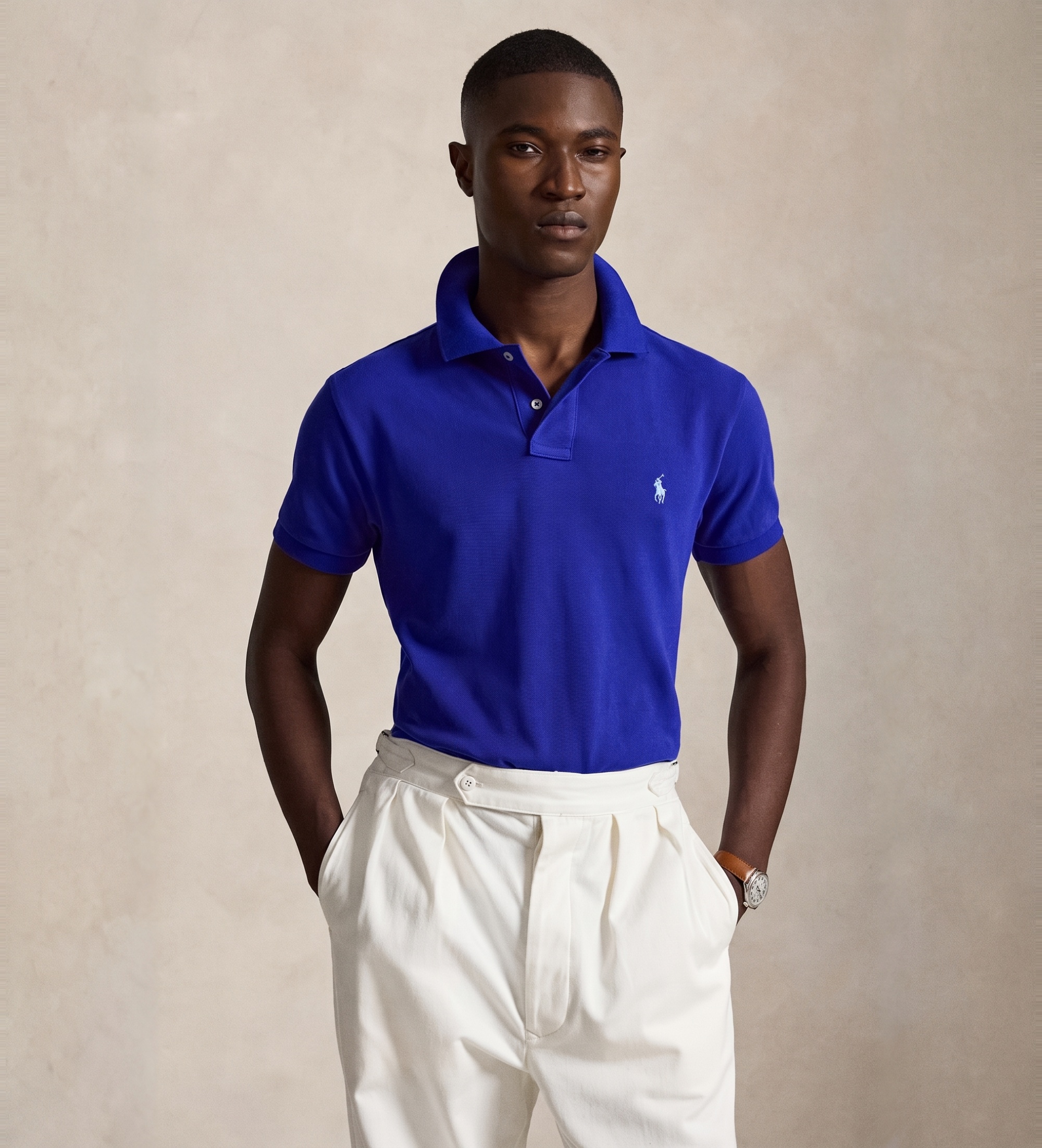 Polo Ralph Lauren für Herren. 710536856516 Polohemd aus Piqué in Slim Fit mittelblau (S), Lässig, Baumwolle, Kurzarm