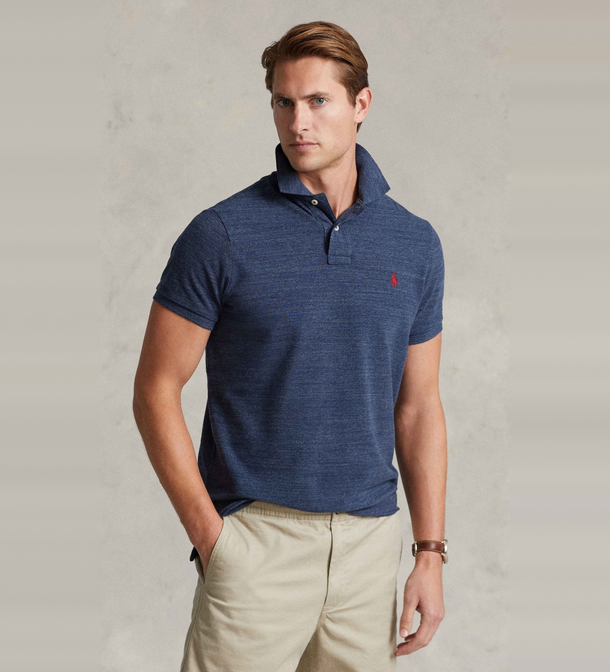 Polo Ralph Lauren für Herren. 710548797012 Schmal geschnittenes Piqué-Poloshirt navy (S), Blau, Lässig, Baumwolle, Kurzarm, Marine