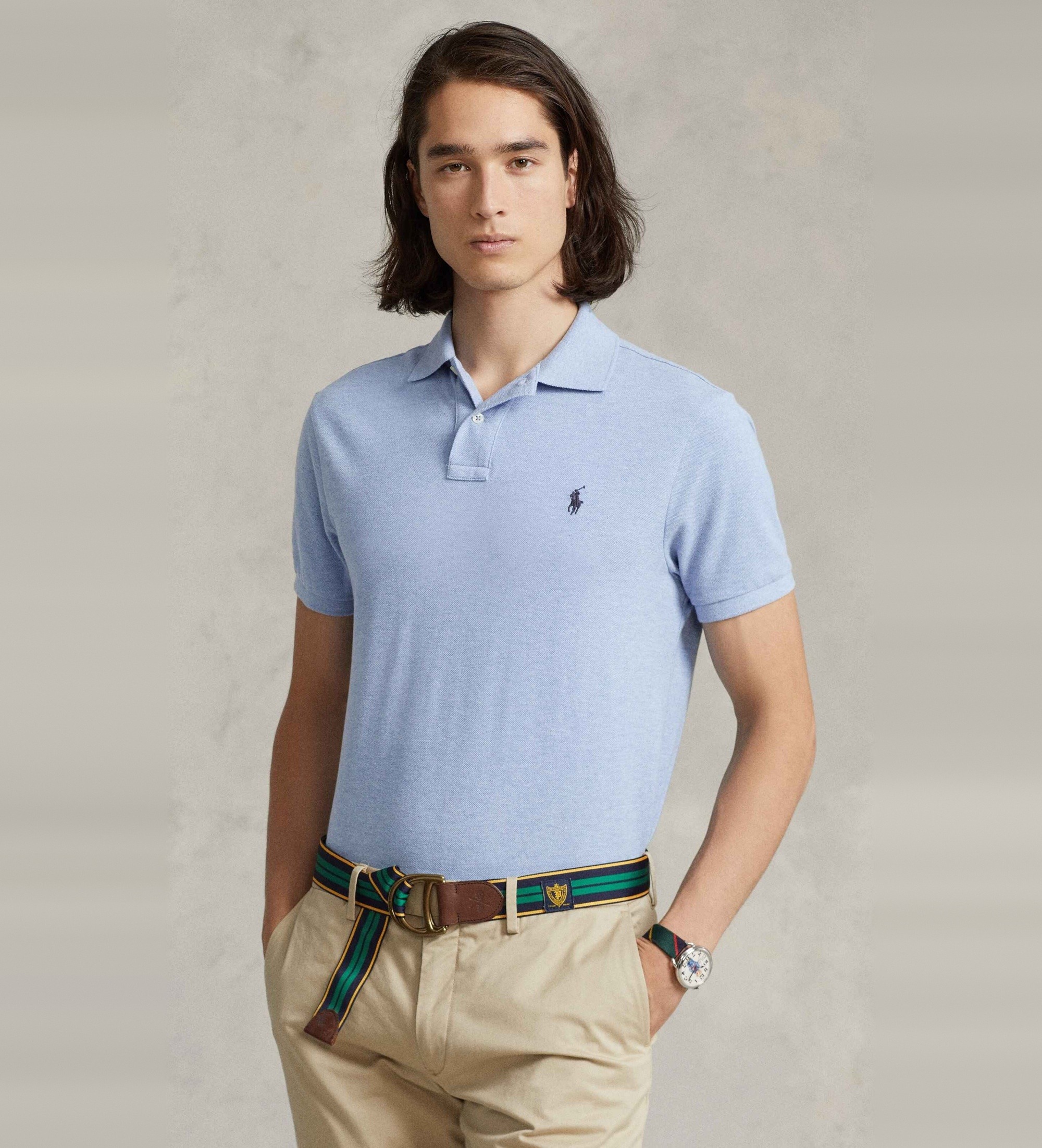 Polo Ralph Lauren für Herren. 710548797013 Piqué-Poloshirt in schmaler Passform hellblau (M), Lässig, Baumwolle, Kurzarm
