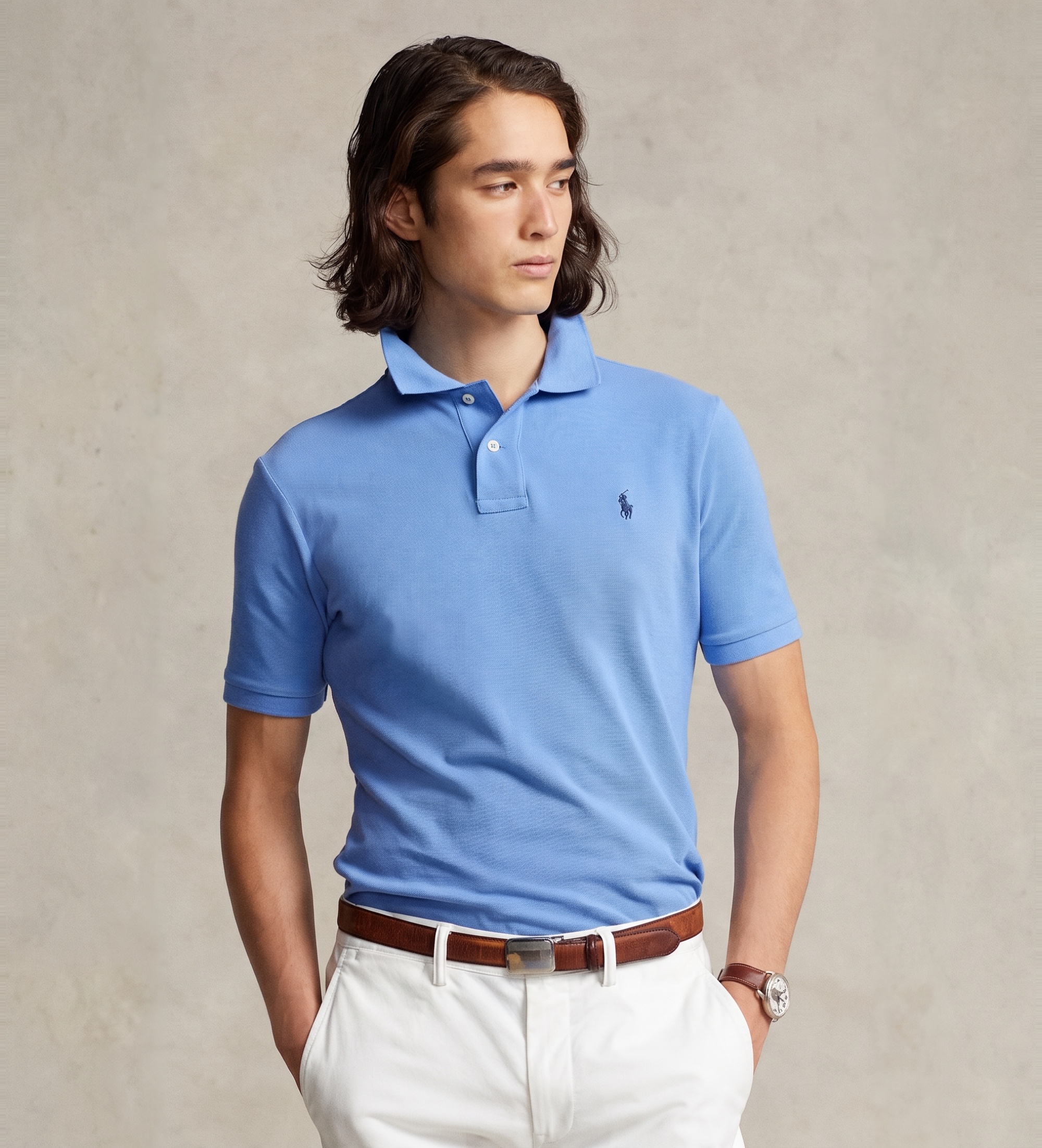 Polo Ralph Lauren für Herren. 710795080015 Slim-Fit-Poloshirt aus Piqué in Blau (M), Lässig, Baumwolle, Kurzarm