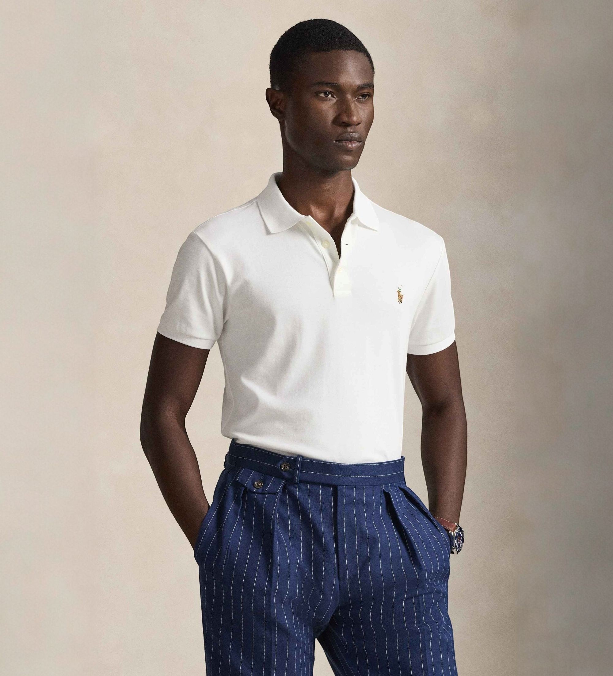 Polo Ralph Lauren für Herren. 710685514001 Slim Fit Poloshirt mit weichem Griff weiß (M), Lässig, Baumwolle, Kurzarm