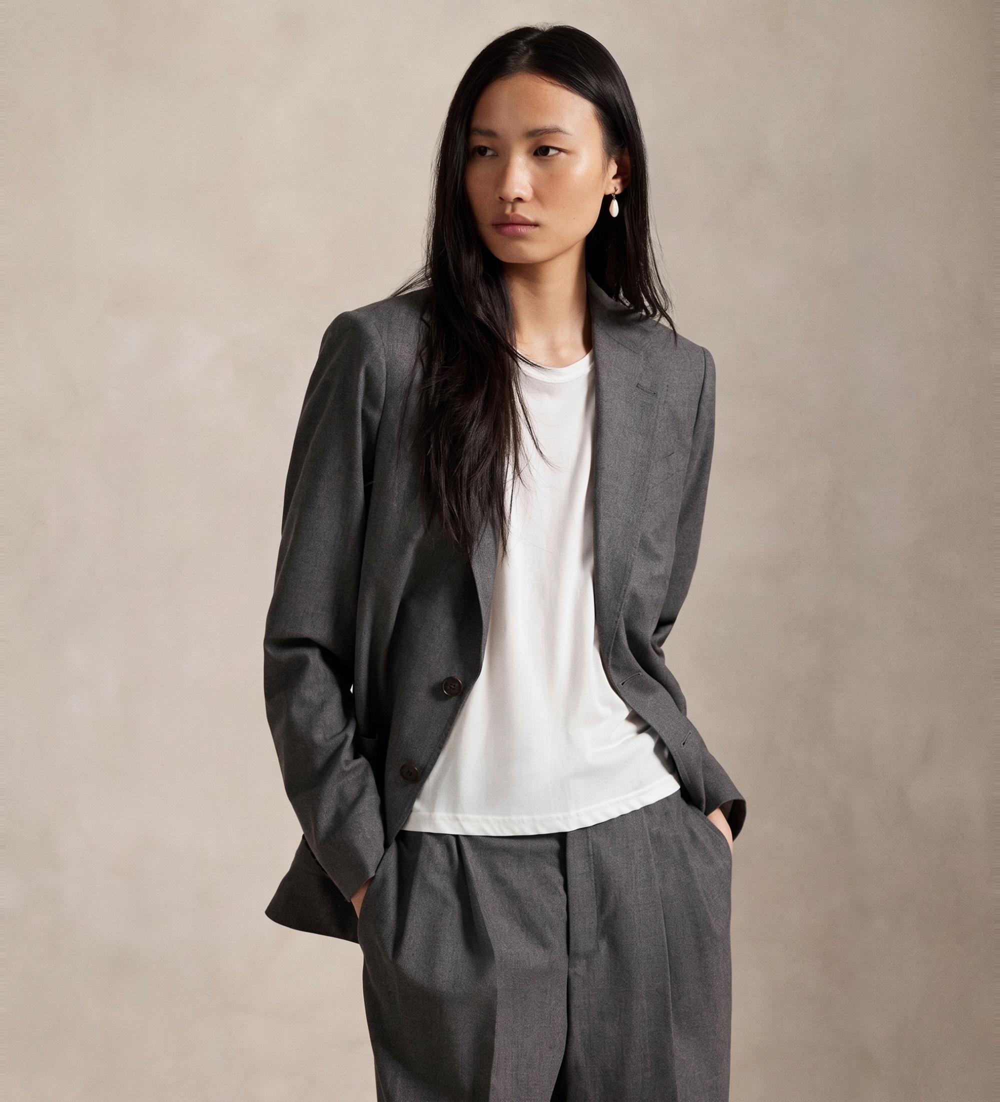 Polo Ralph Lauren für Damen. 211971389001 Blazer aus grauem Wollgemisch (40), Lässig, Wolle, Klassisch