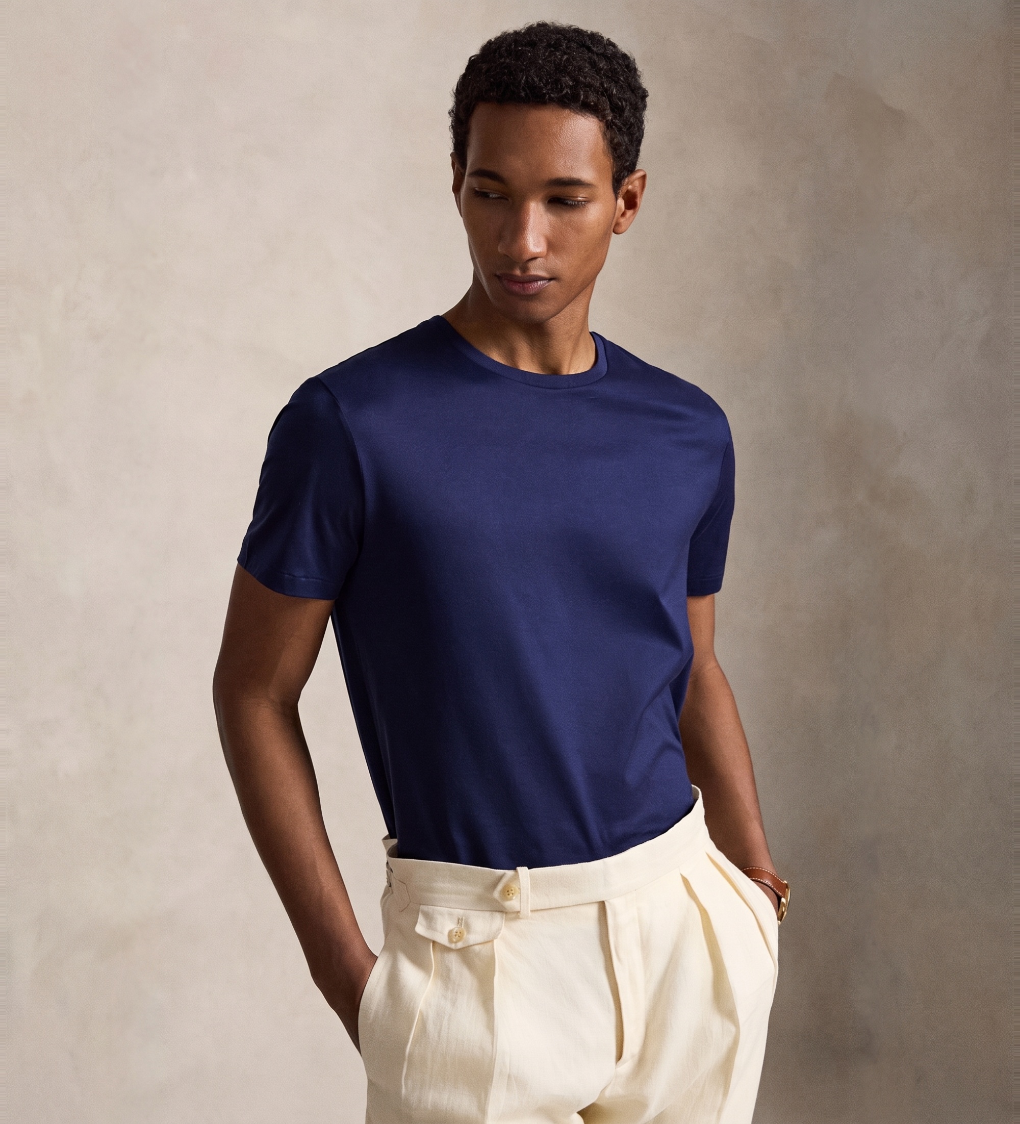 Polo Ralph Lauren für Herren. 710B27503005 Standard Fit Poloshirt aus schottischem Garn, marineblau (L), Lässig, Baumwolle, Kurzarm