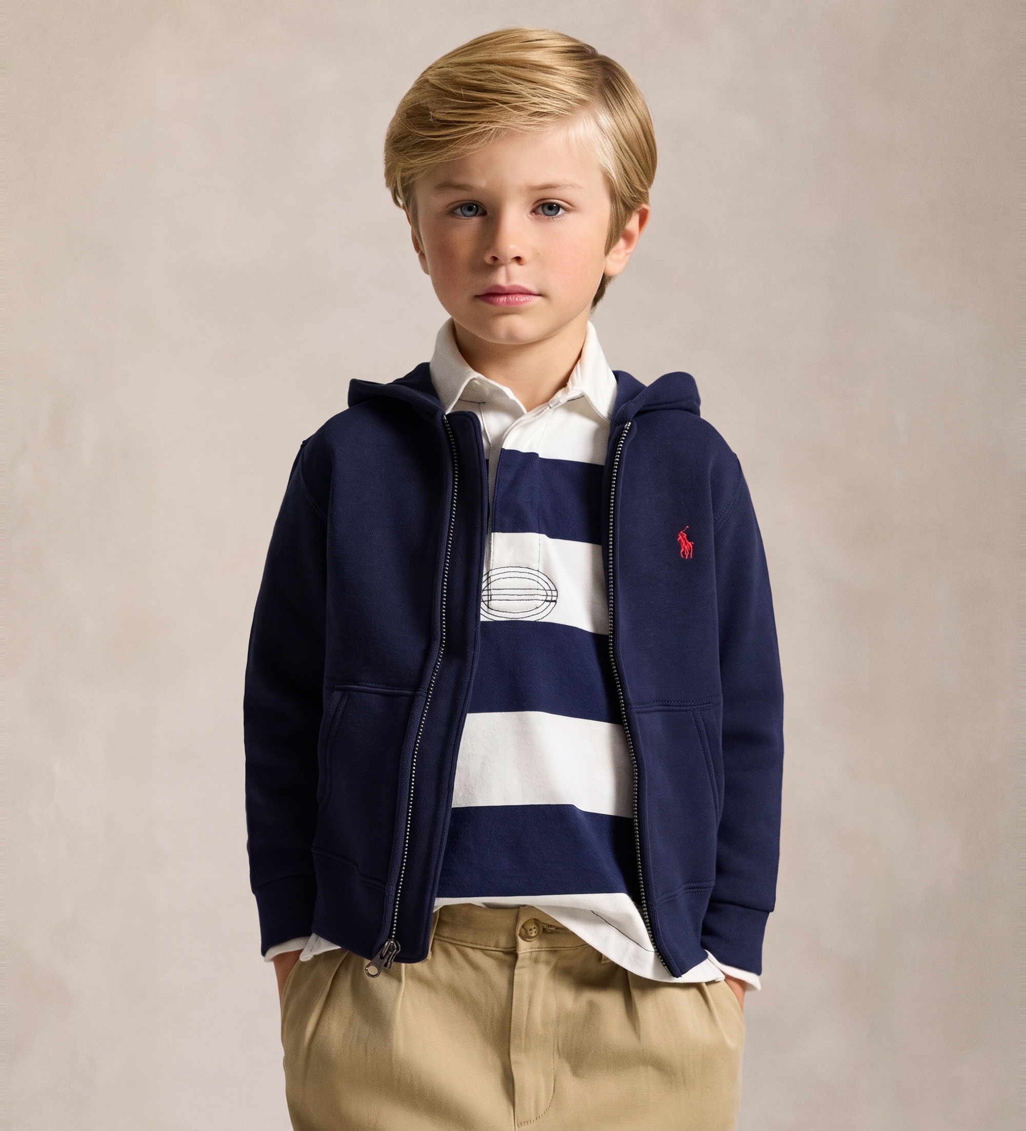 Polo Ralph Laurenvoor jongens. 322547626001 Fleece sweatshirt met capuchon marine (3años= 102/108cm), Casual, Katoen, Marineblauw, kinderkle