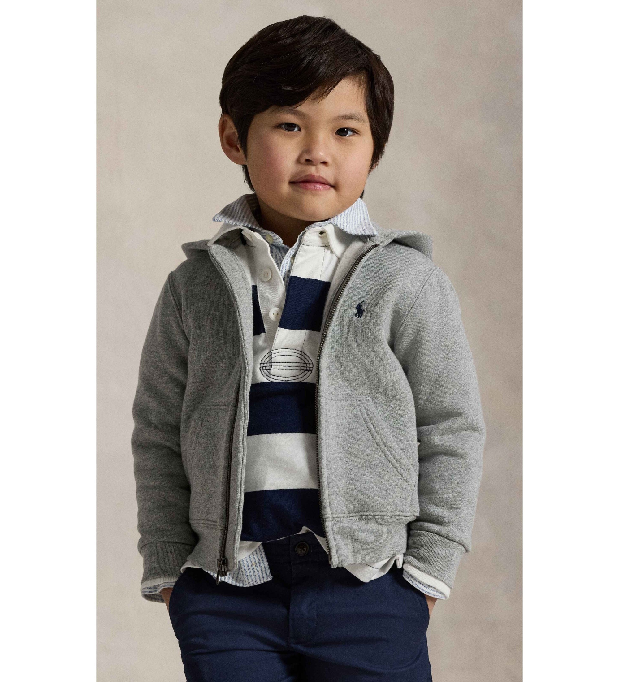 Polo Ralph Lauren für Jungen. 322547626002 Graues Fleece-Sweatshirt mit Kapuze (1.5años= 88/93), Lässig, Baumwolle, Kinderbekleidung