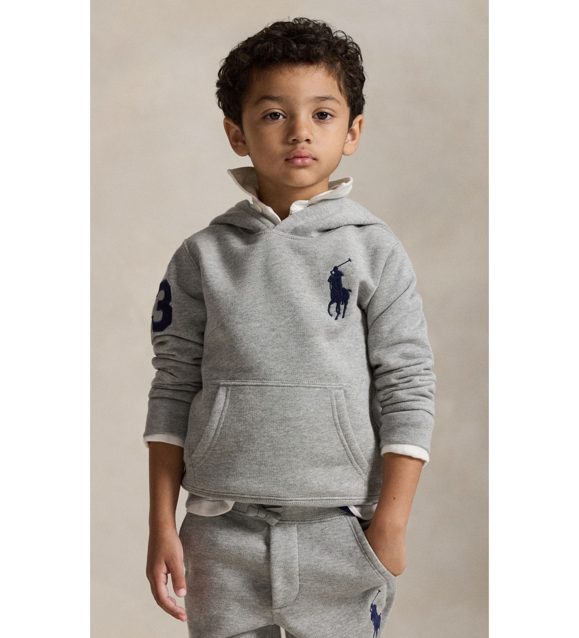 Polo Ralph Lauren für Jungen. 322979316001 Graues Kapuzen-Fleece-Sweatshirt mit Big Pony (6años= 124/134cm), Lässig, Baumwolle, Kinderbeklei