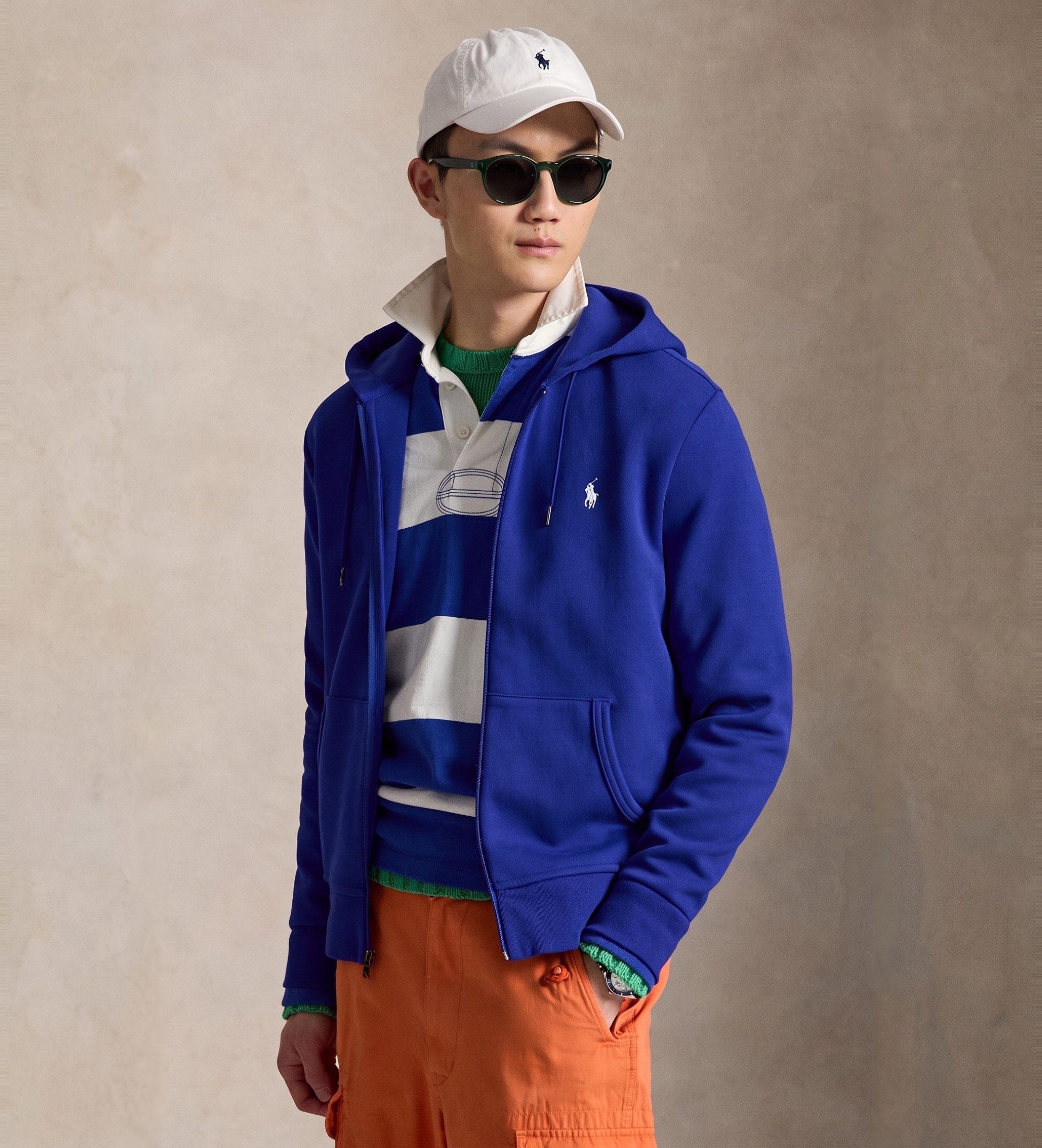 Polo Ralph Lauren für Herren. 710881517512 Sweatshirt aus Doppelstrick mit Reißverschluss blau (M), Lässig, Baumwolle