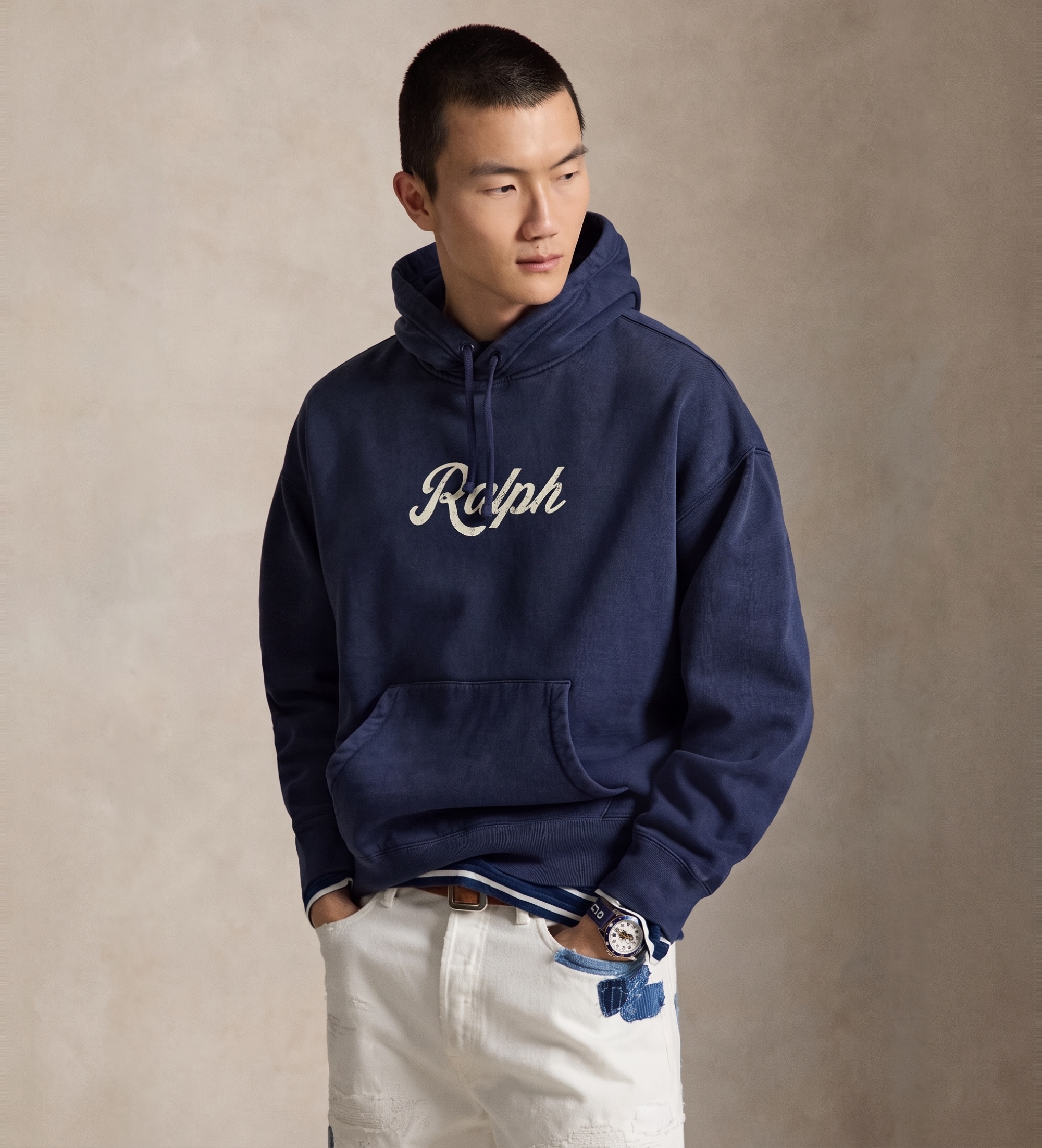 Polo Ralph Lauren für Herren. 710B19140001 Sudadera Ralph mit Kapuze und Marine-Logo (S), Lässig, Baumwolle, Langarm