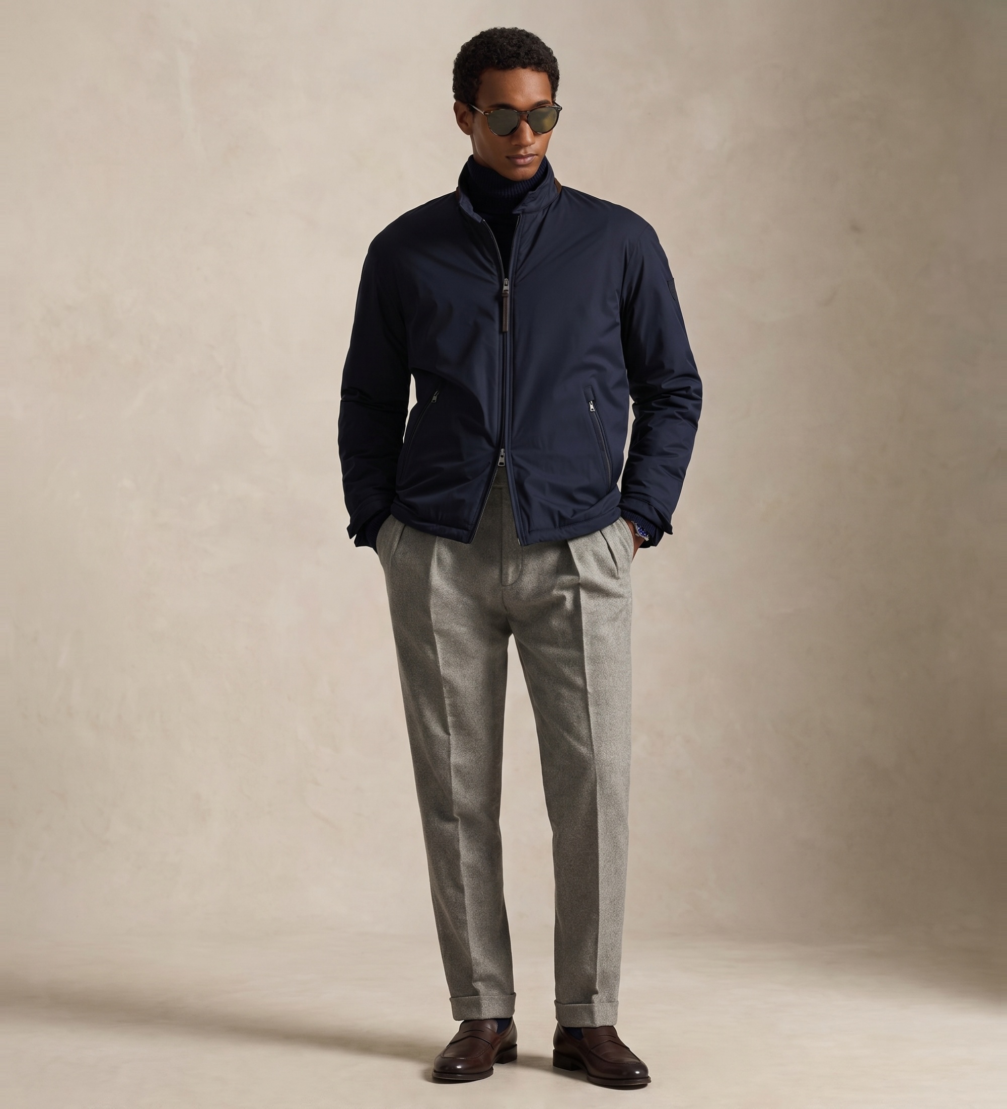Polo Ralph Lauren für Herren. 710967736002 Abottson Jacke aus marineblauer Gabardine (L), Lässig, Polyester