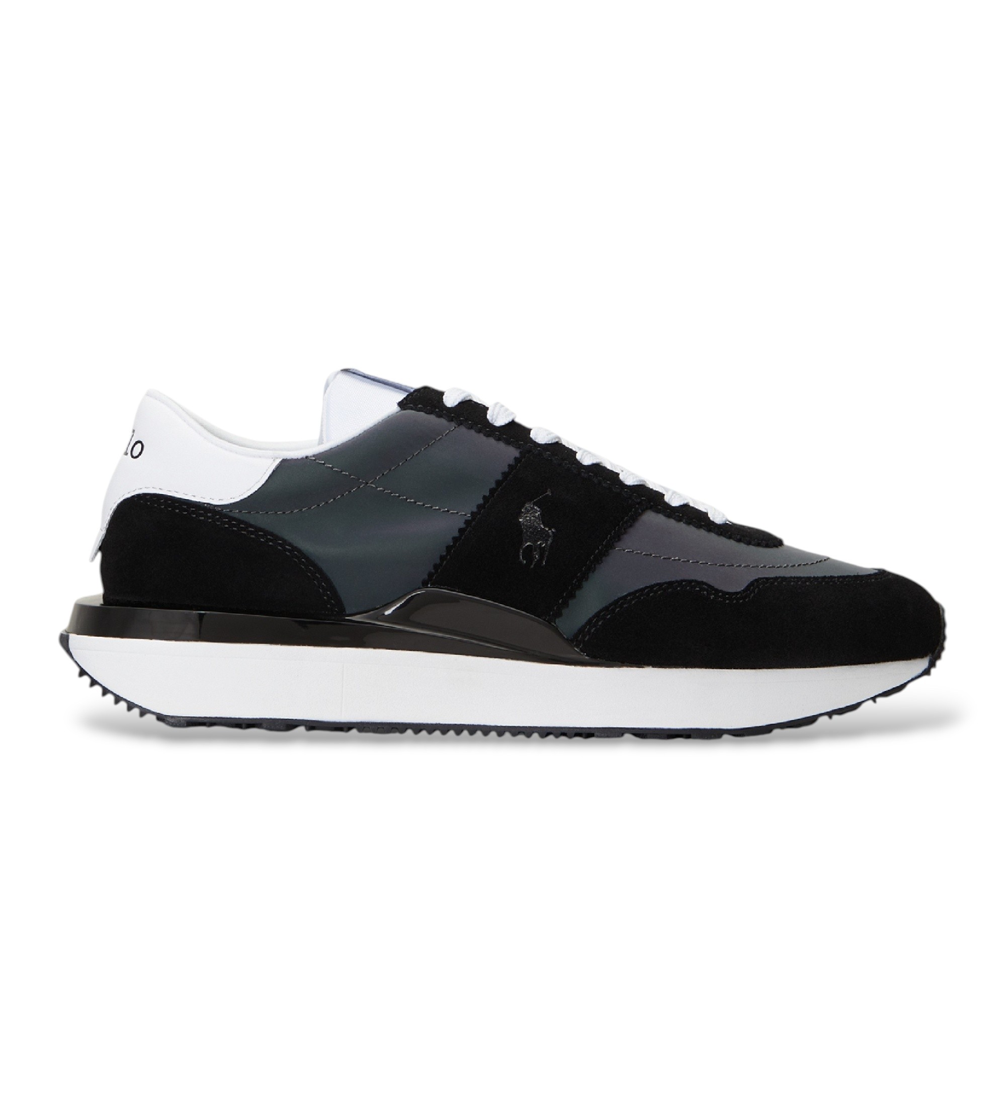 Polo Ralph Lauren für Herren. 809913346002 Leder-Sneaker Train 89 Panel schwarz (37), Wohnung, Schnürsenkel, Lässig