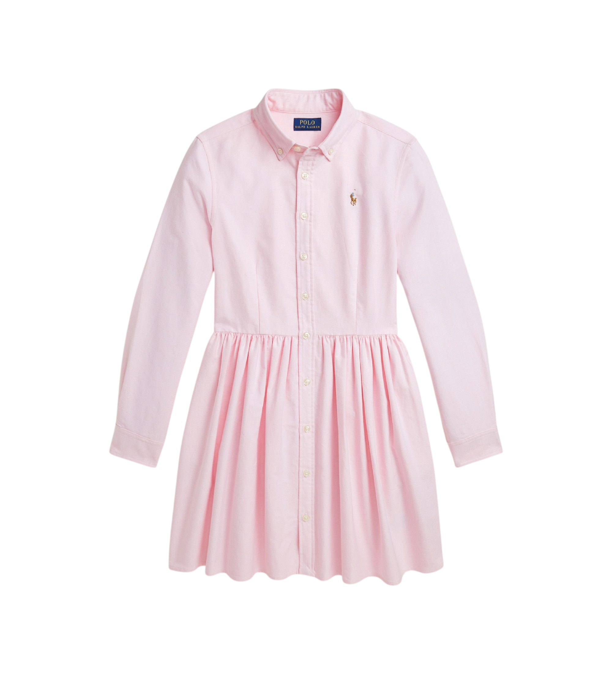 Polo Ralph Lauren für Mädchen. 313934179001 Hemdkleid aus rosafarbenem Oxford-Baumwollstoff (7años= 130/134cm), Lässig, Baumwolle, Langarm,