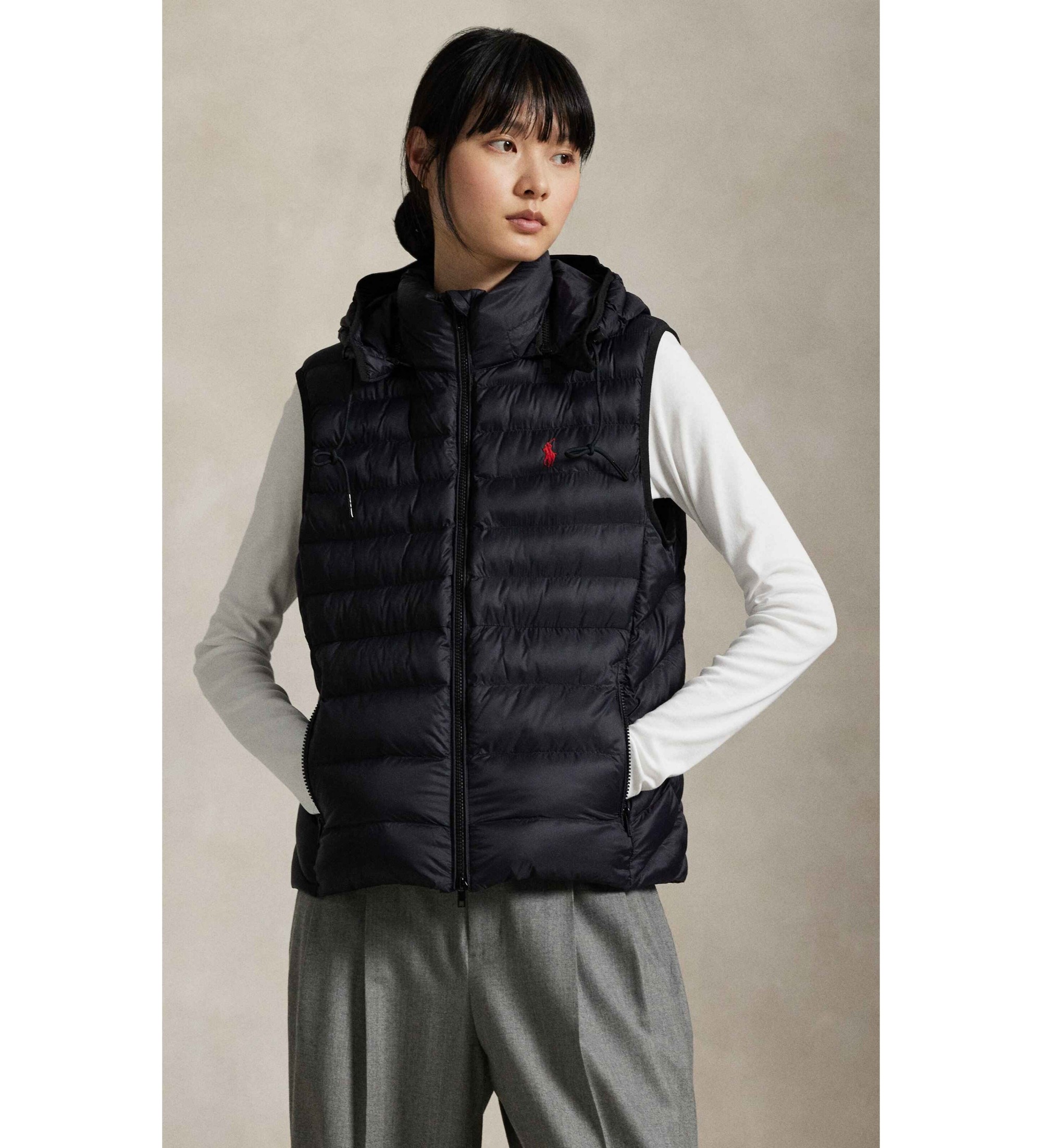 Polo Ralph Lauren für Damen. 211958935001 Schwarze wasserabweisende faltbare Weste (XXL), Lässig, Recyceltes Nylon