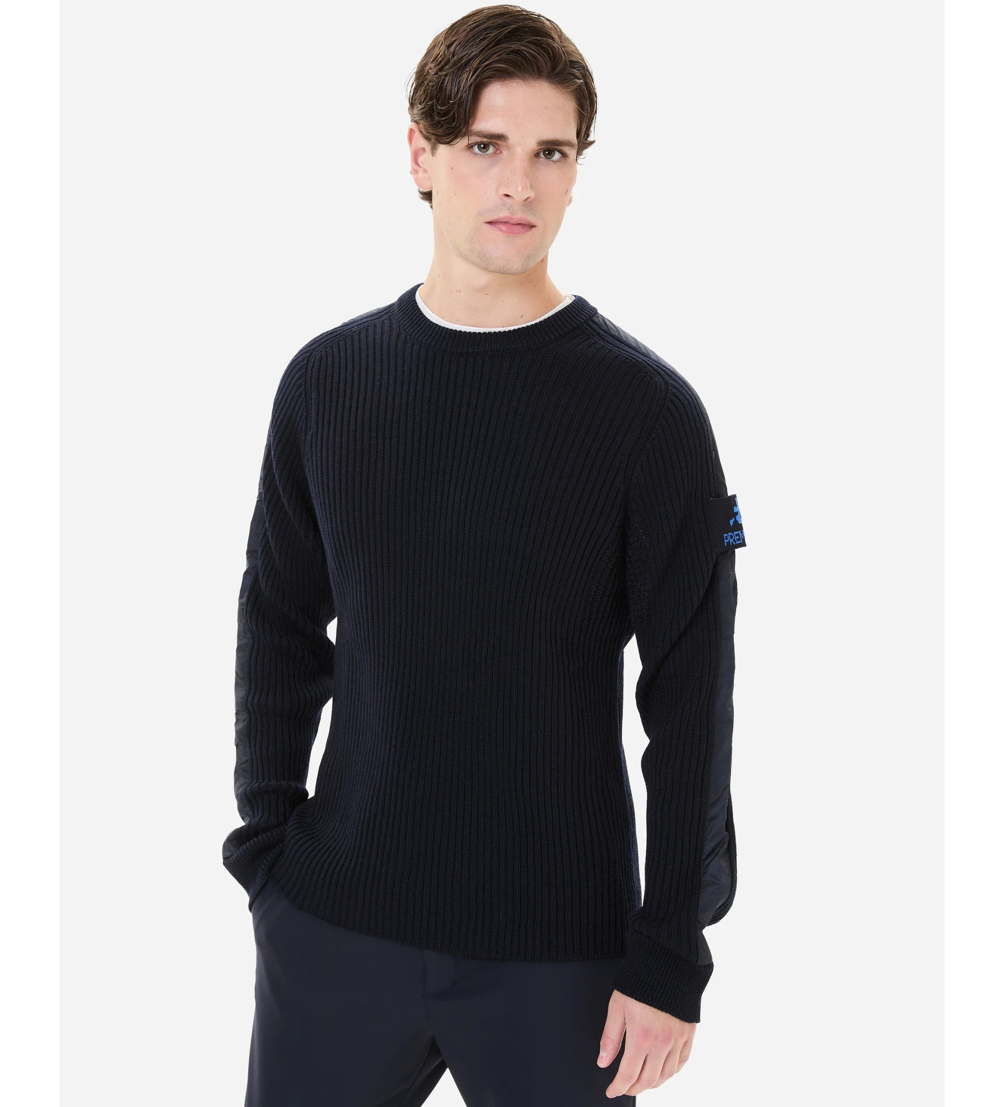 Premiata für Herren. PMG26 Gerippter Pullover navy (M), Lässig, Wolle, Marine