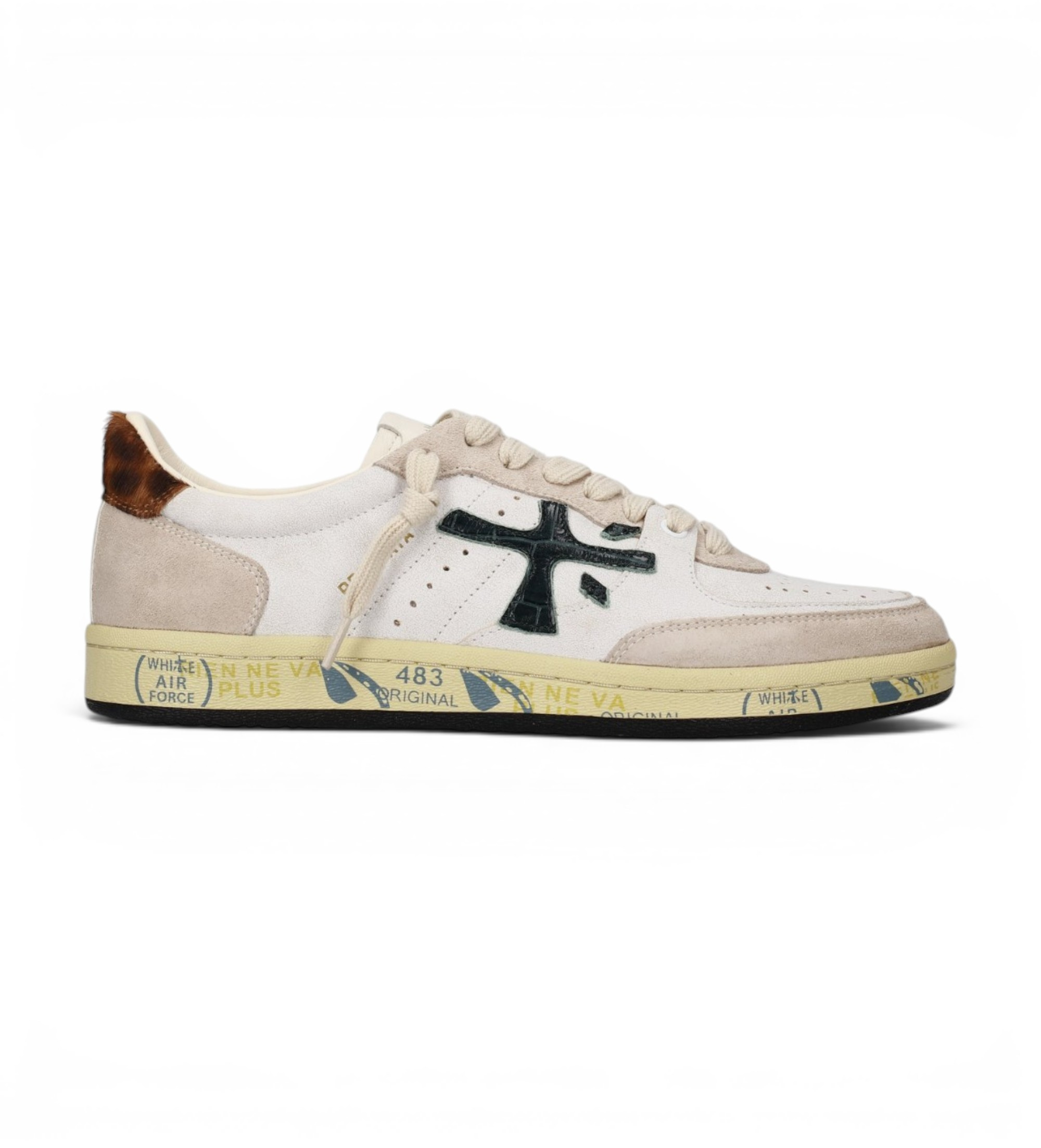 Premiata für Damen. BSKTCLAD Sneaker aus Leder Bsktclad weiß (40), Wohnung, Schnürsenkel, Lässig