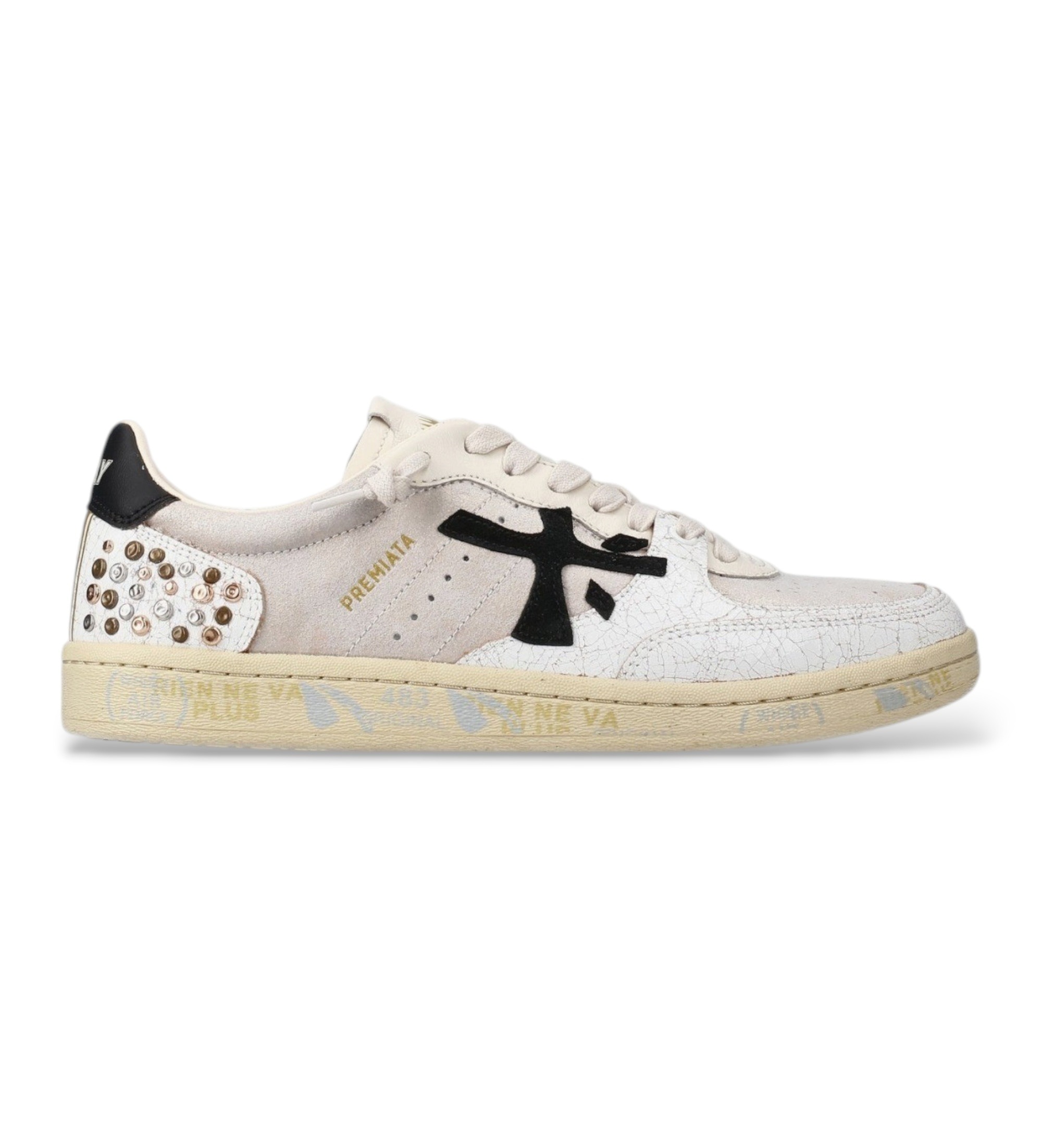 Premiata für Damen. BSKTCLAD Leder-Sneaker Bsktclad weiß (41), Wohnung, Schnürsenkel, Lässig