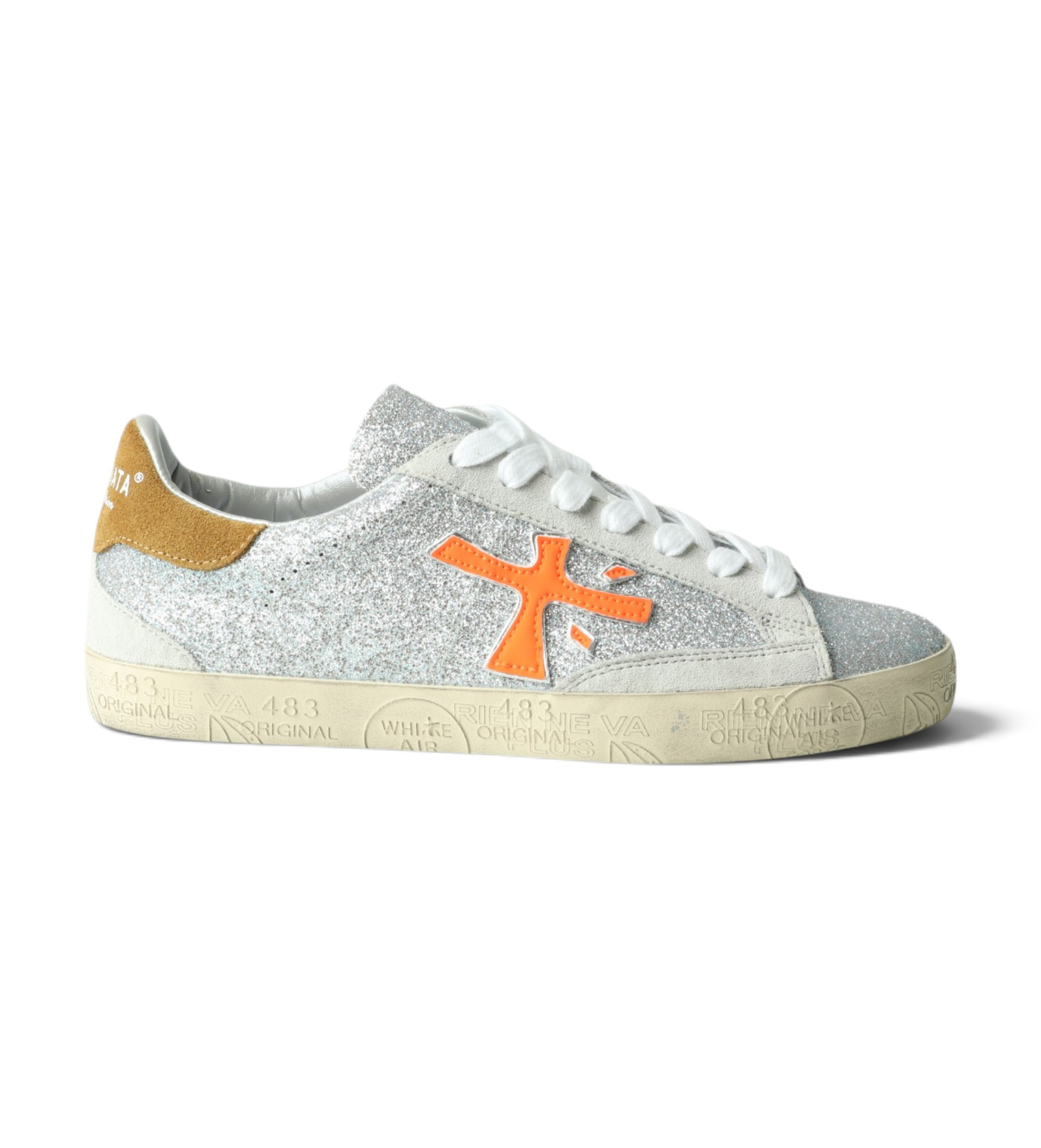 Premiatavoor vrouwen. STEVEND Sneakers Stevend zilver (42), Plat, Veters, Casual, Katoen