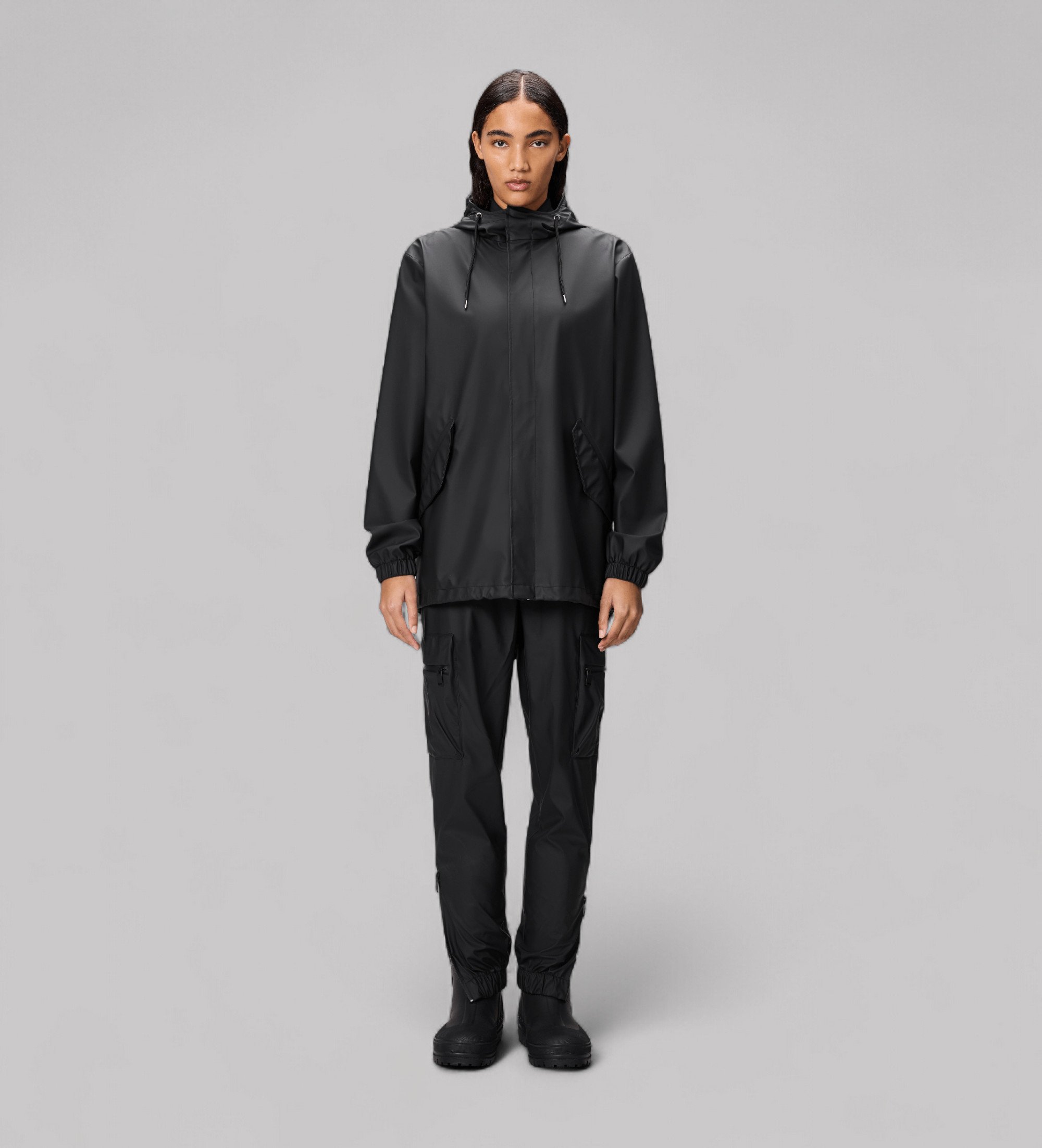 Rains Unisex. 18010 Fishtail Jacket schwarz (M), Lässig, Polyester
