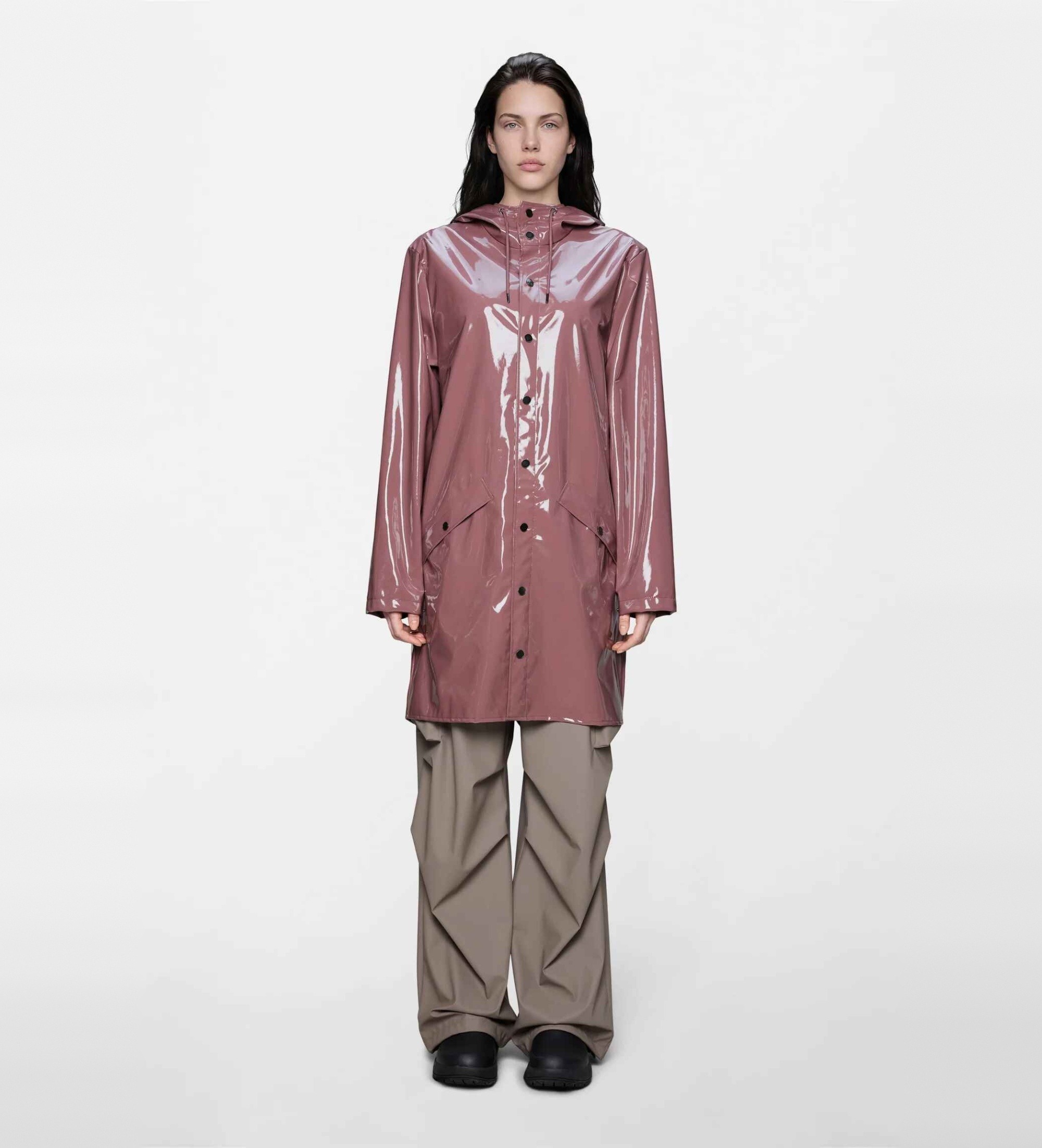 Rains Unisex. 12020 Lange Jacke rosa (S), Lässig, Wasserdicht, Polyester