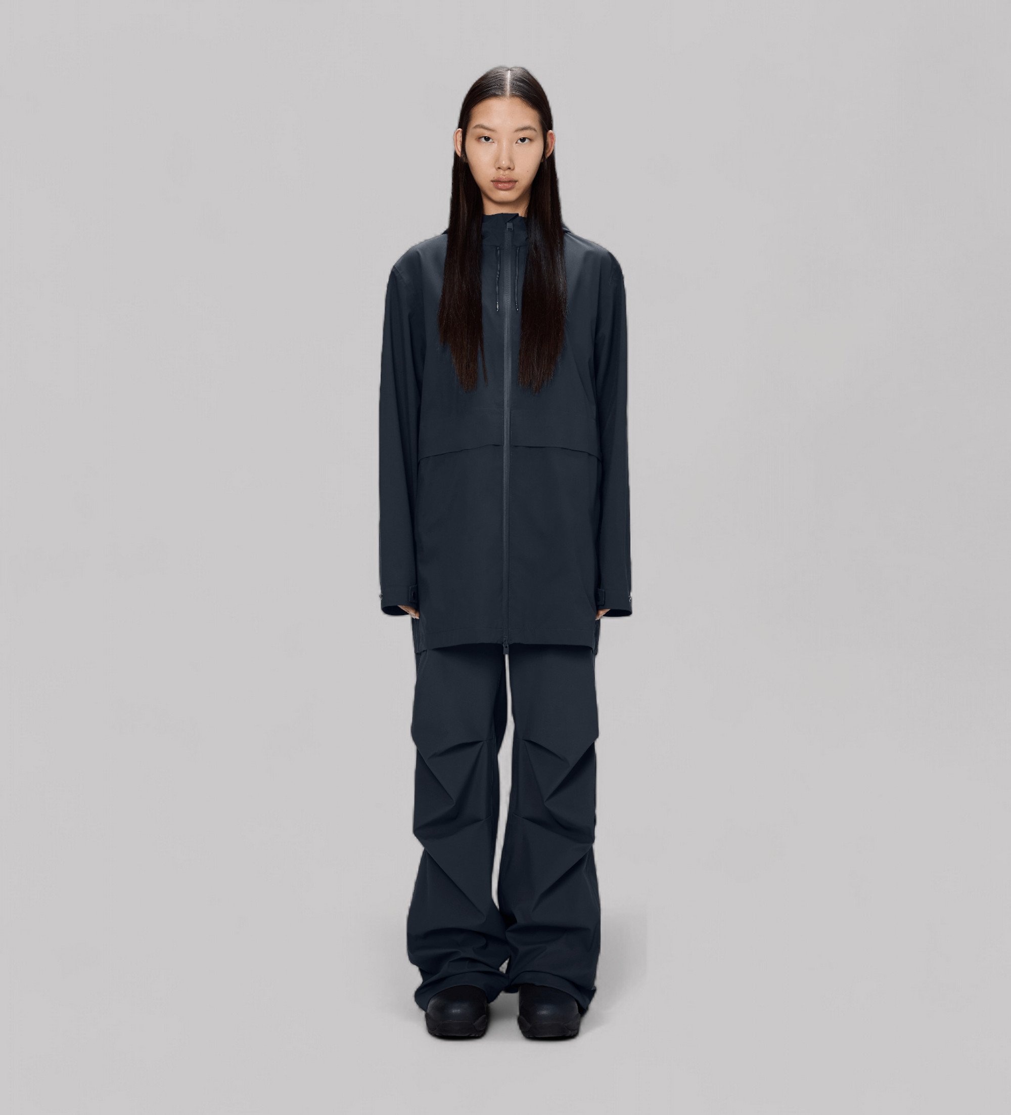Rains Unisex. 12430 Suva Hardshell Jacke Lang navy (L), Lässig, Polyester, Marine