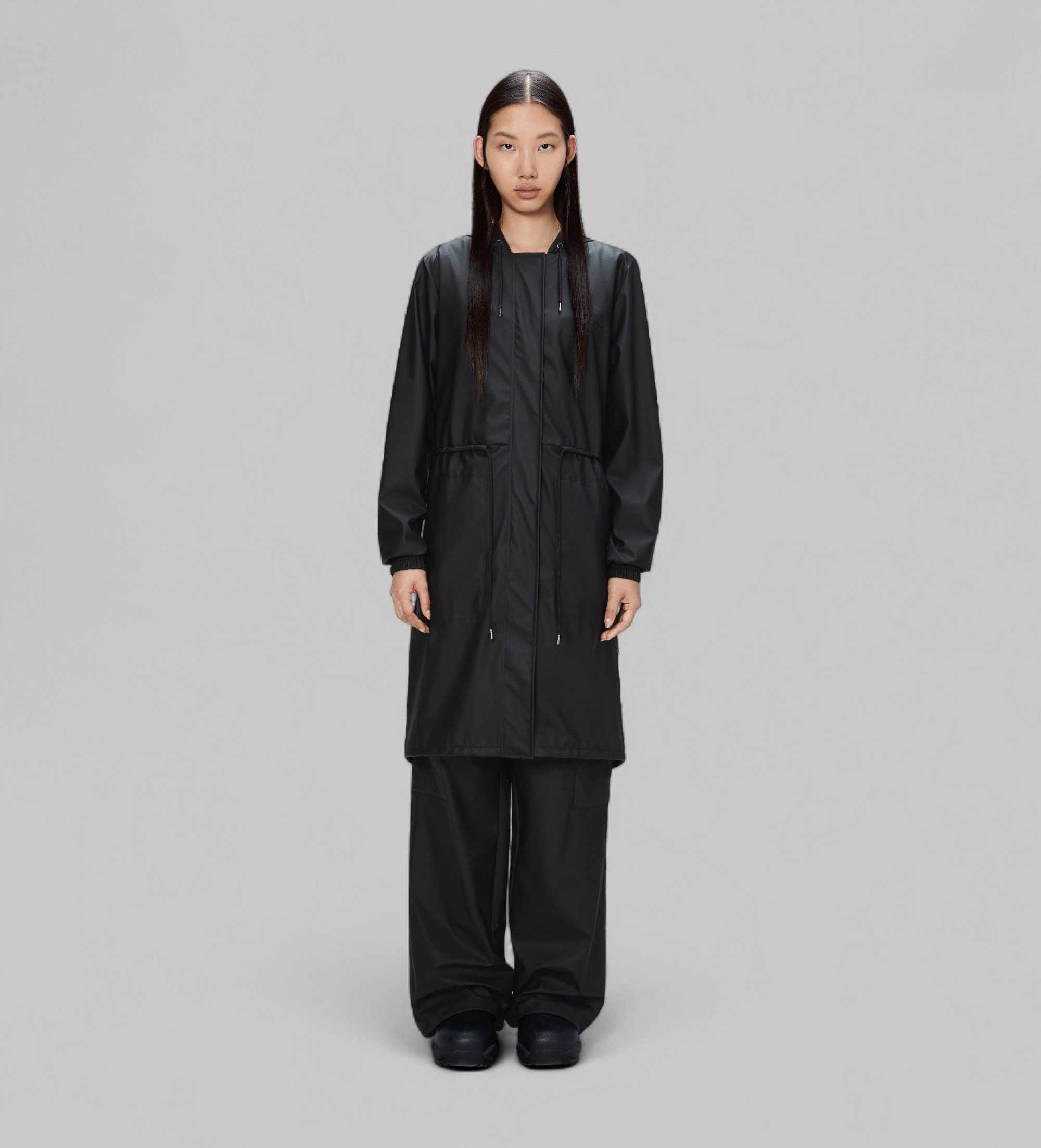 Rains für Damen. 18550 Parka String schwarz (L), Lässig, Polyester
