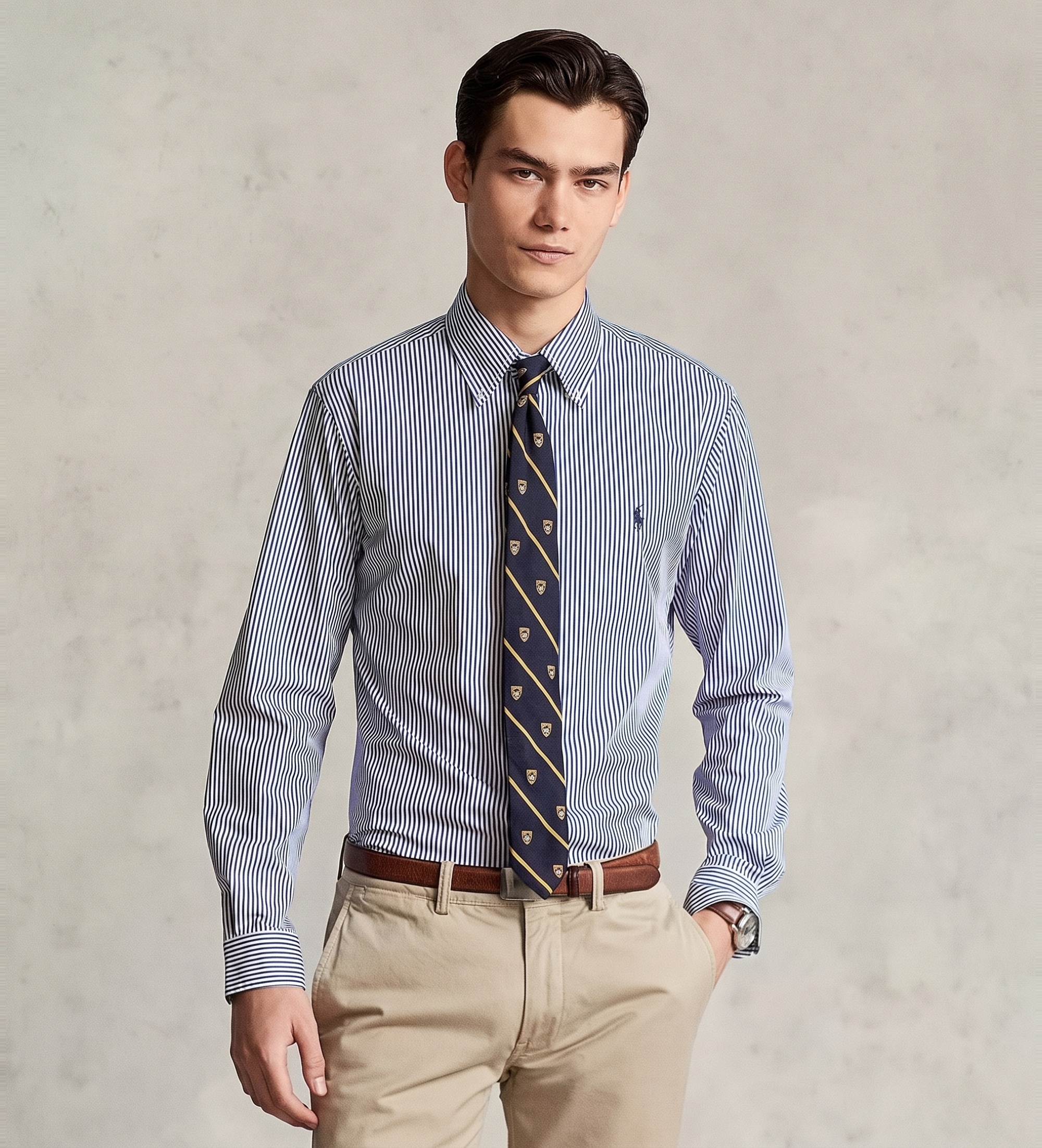 Polo Ralph Lauren für Herren. 710928255008 Custom Fit Hemd blau (L), Lässig, Baumwolle, Klassisch, Langarm