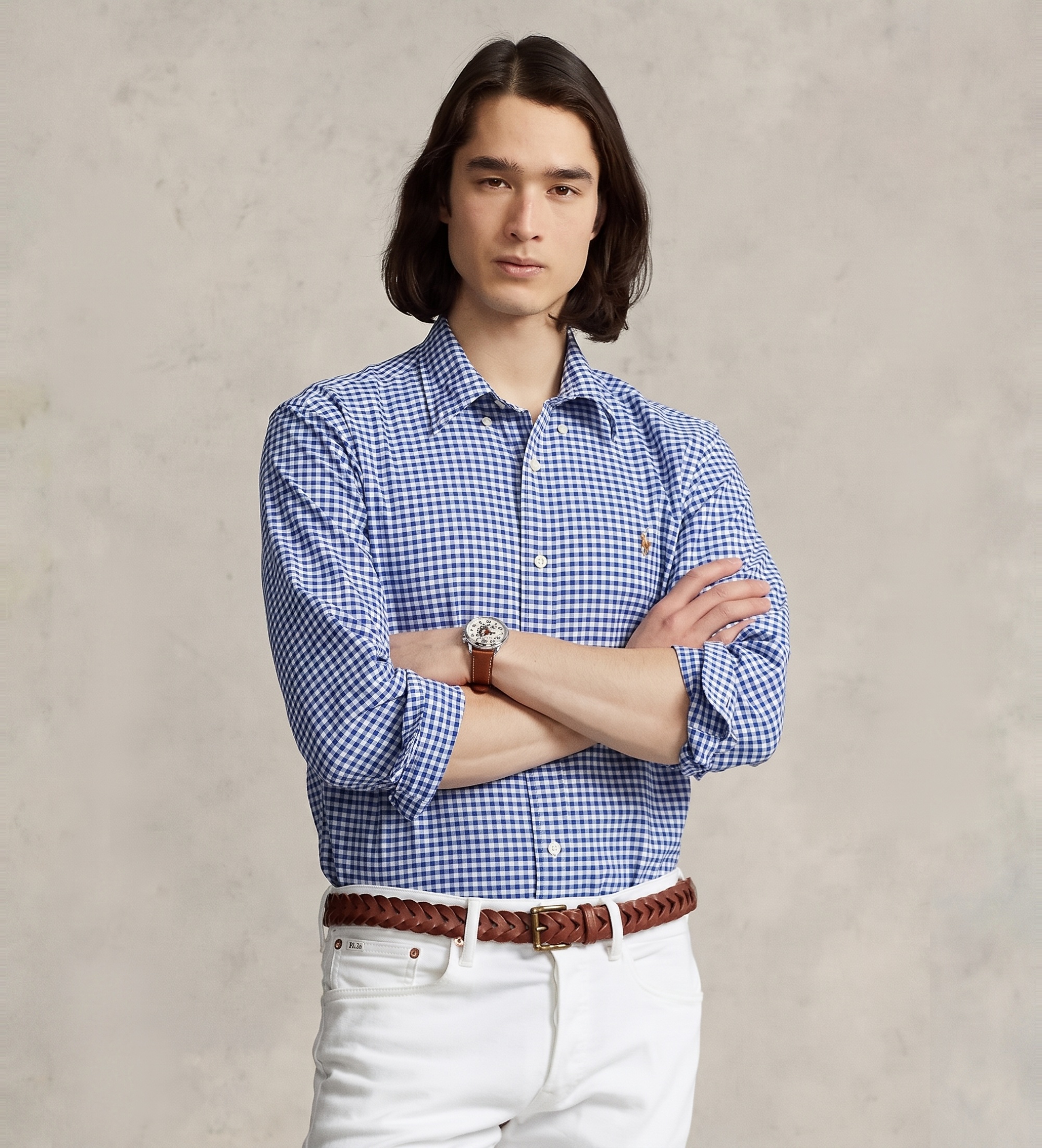 Polo Ralph Lauren für Herren. 710792041005 Custom Fit Oxford Hemd blau (L), Lässig, Party, Baumwolle, Langarm