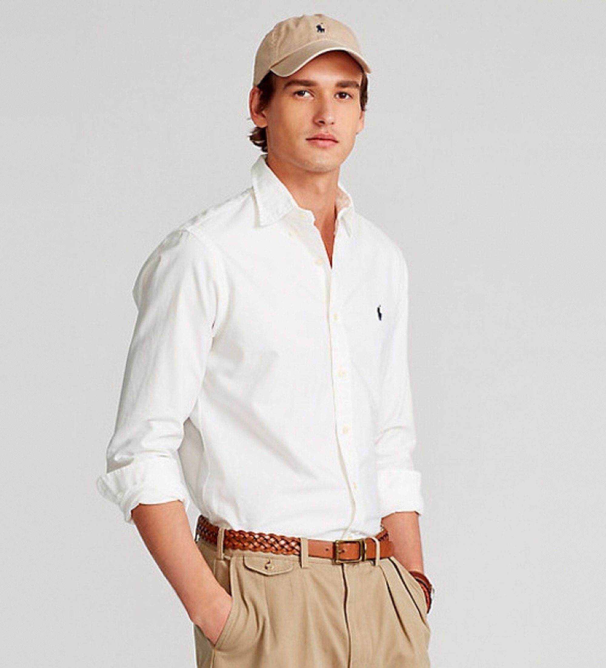 Polo Ralph Lauren für Herren. 710772290003 Custom Fit Oxford Hemd weiß (S), Lässig, Baumwolle, Langarm