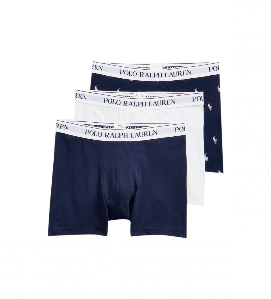 Polo Ralph Lauren für Herren. 714830299057 3er Pack Boxershorts navy, print und weiß (XL), Heimtextilien, Baumwolle, Marine