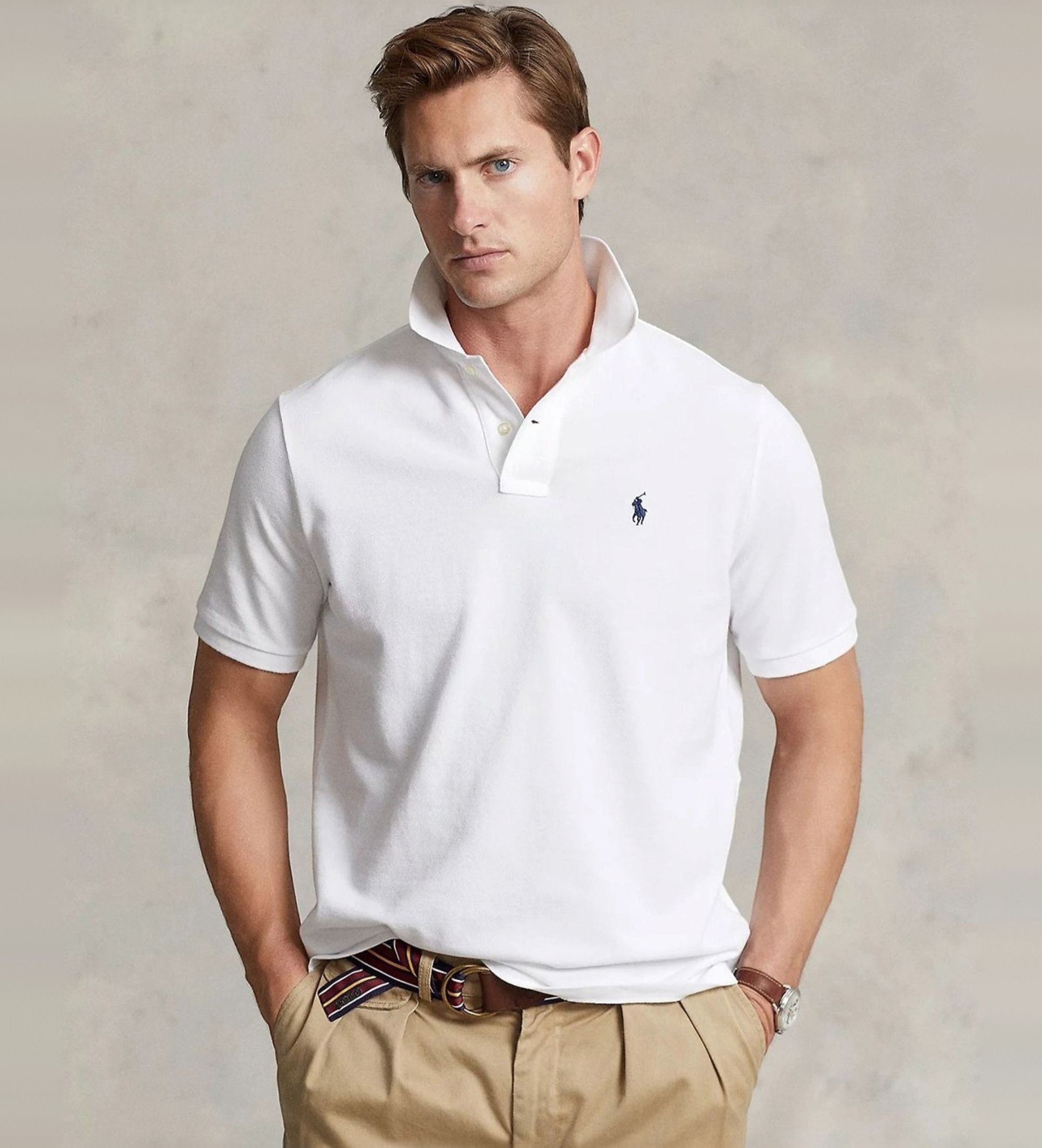 Polo Ralph Lauren für Herren. 710666997001 Basic-Poloshirt weiß (M), Lässig, Baumwolle, Kurzarm