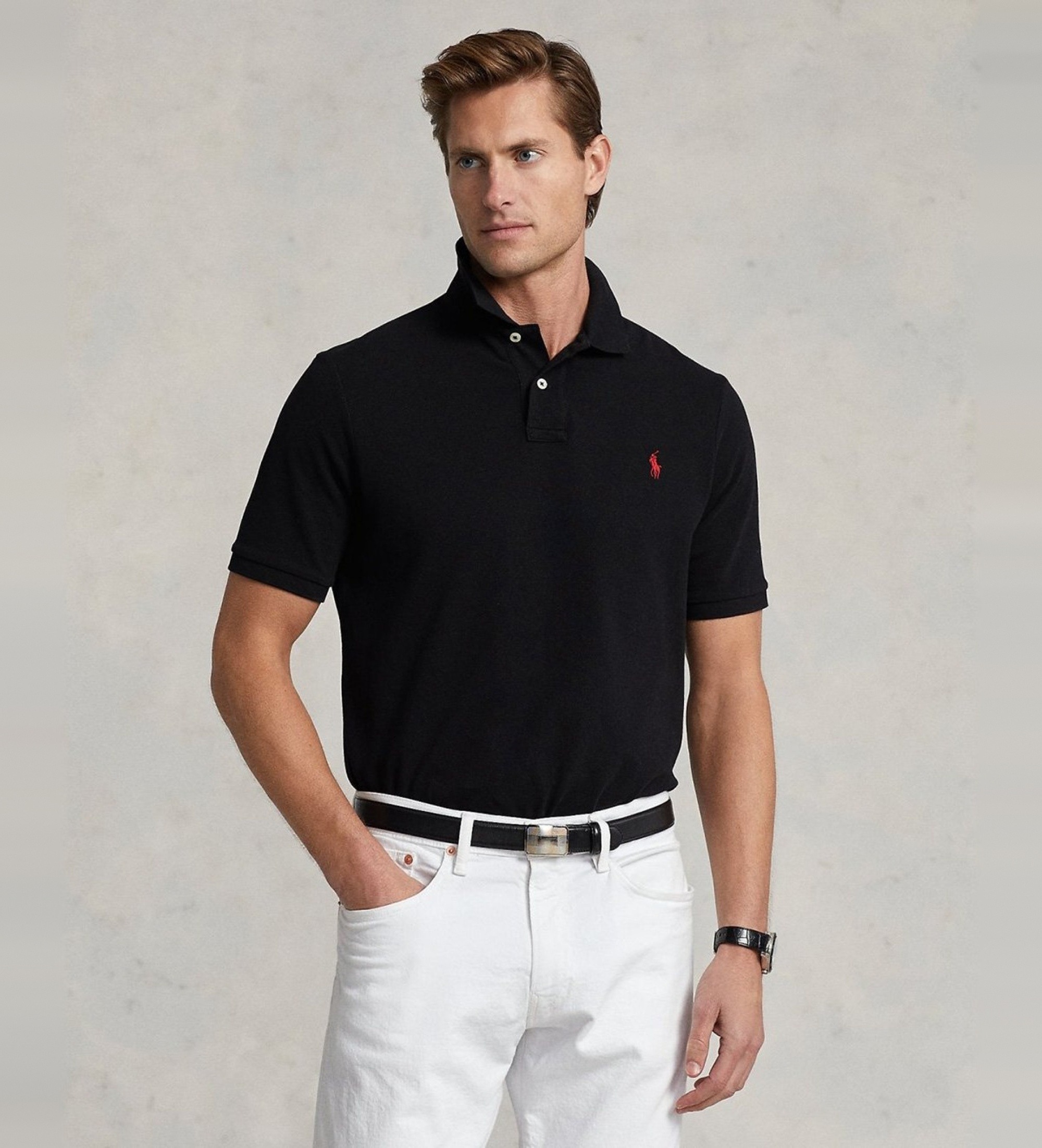 Polo Ralph Lauren für Herren. 710783656020 Schwarzes Basic-Poloshirt (S), Lässig, Baumwolle, Kurzarm