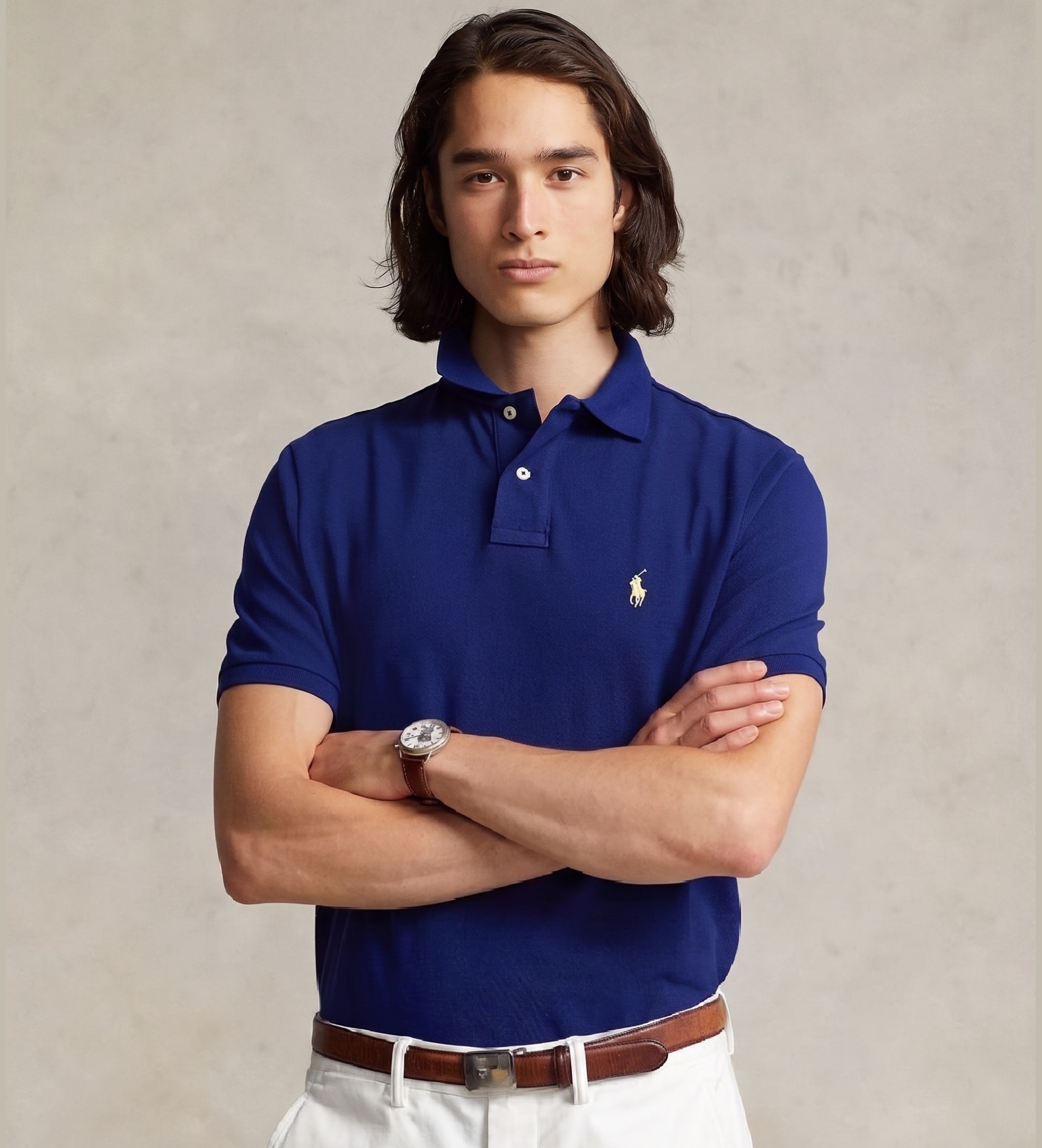Polo Ralph Lauren für Herren. 710795080013 Schmal geschnittenes Piqué-Poloshirt blau (M), Lässig, Baumwolle, Kurzarm